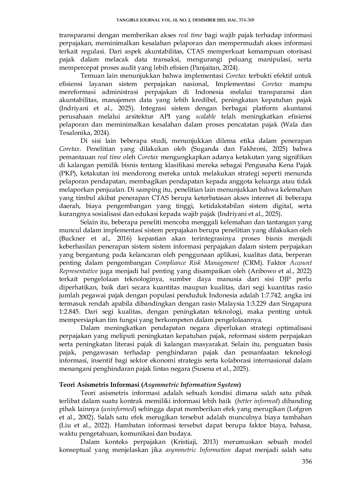 JURIS Persepsi Wajib Pajak Orang Pribadi Terhadap Penerapan Coretax Administration System CTAS dalam Optimalisasi Penerimaan Pajak di KPP Pratama Makassar Selatan