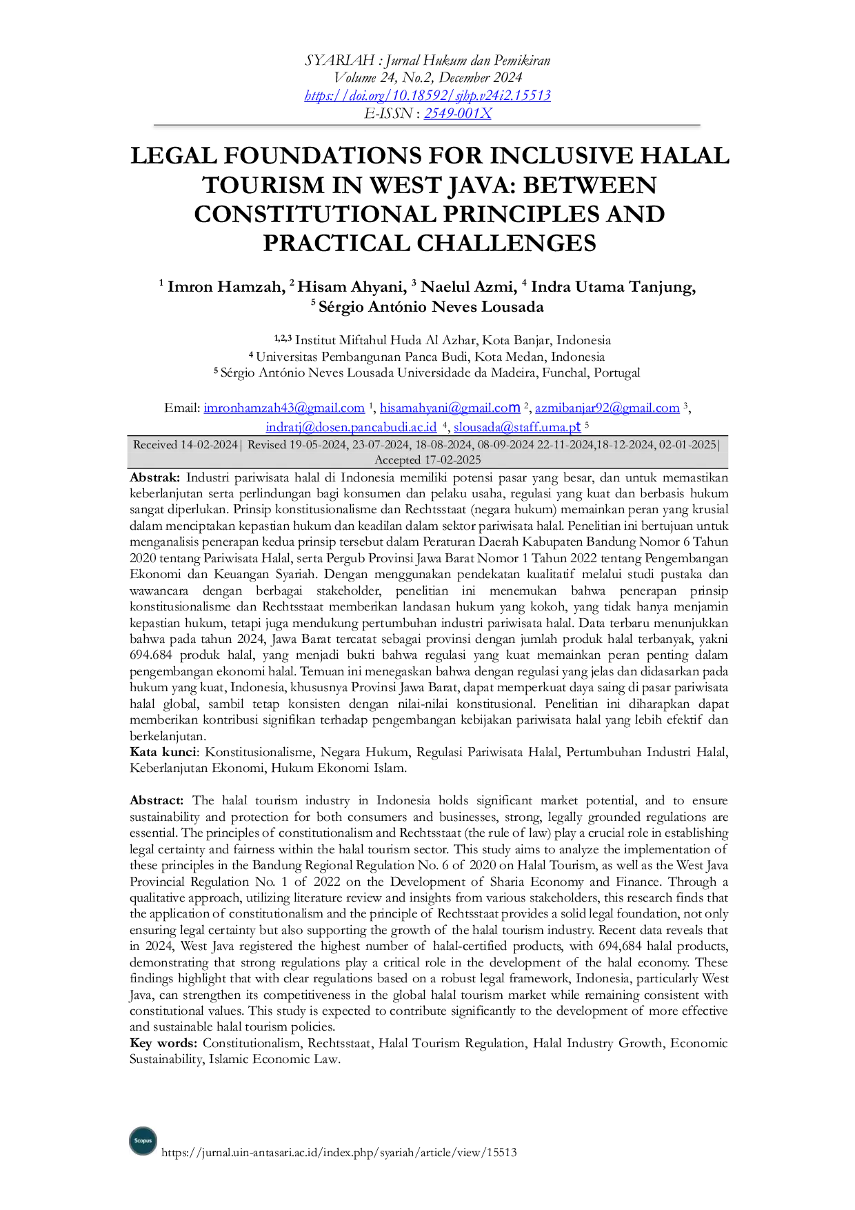 JURIS Landasan Hukum untuk Pariwisata Halal Inklusif di Jawa Barat Antara Prinsip Konstitusi dan Tantangan Praktis