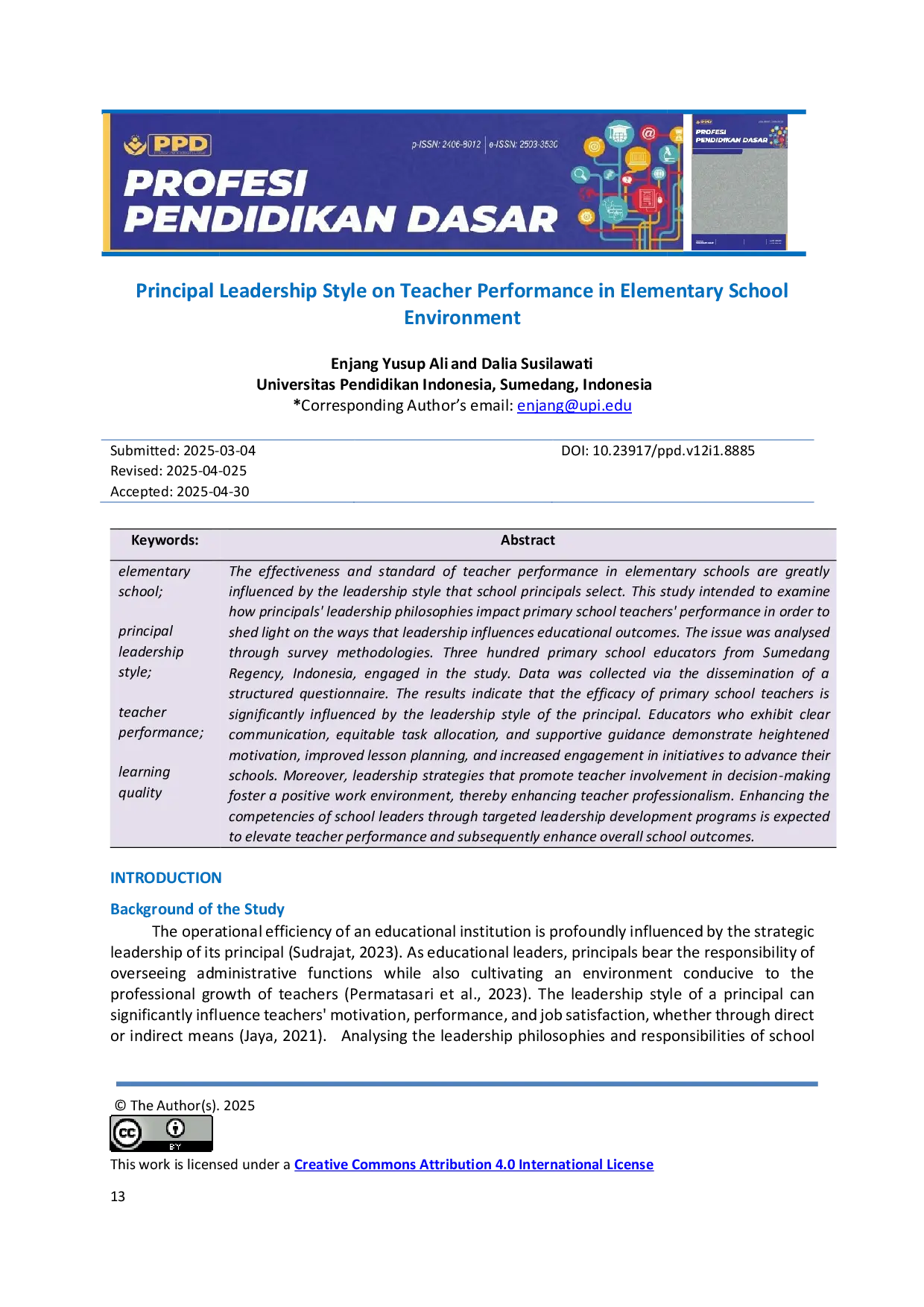 JURIS Principal Leadership Style on Teacher Performance in Elementary School Environment