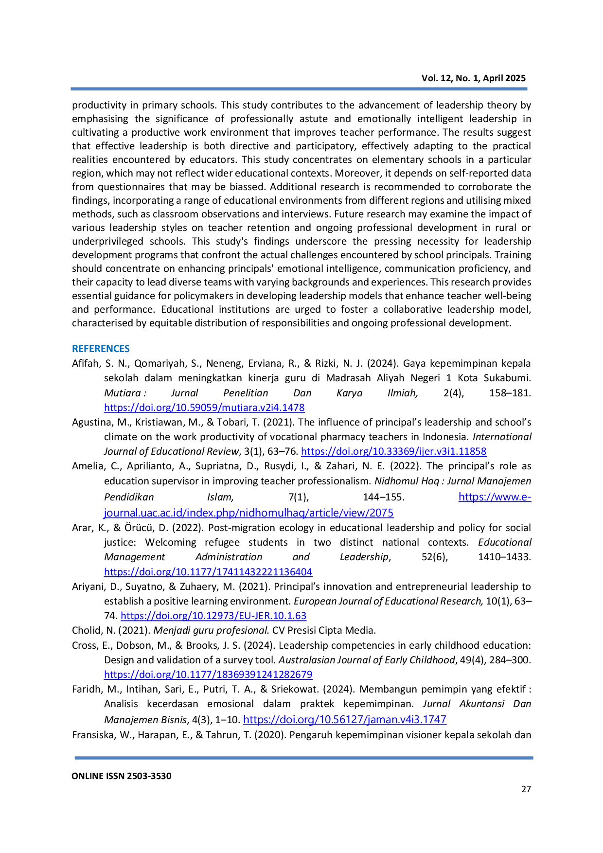 JURIS Principal Leadership Style on Teacher Performance in Elementary School Environment