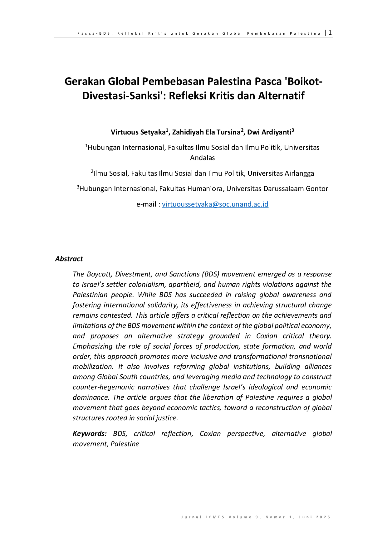 JURIS Gerakan Global Pembebasan Palestina Pasca Boikot Divestasi Sanksi