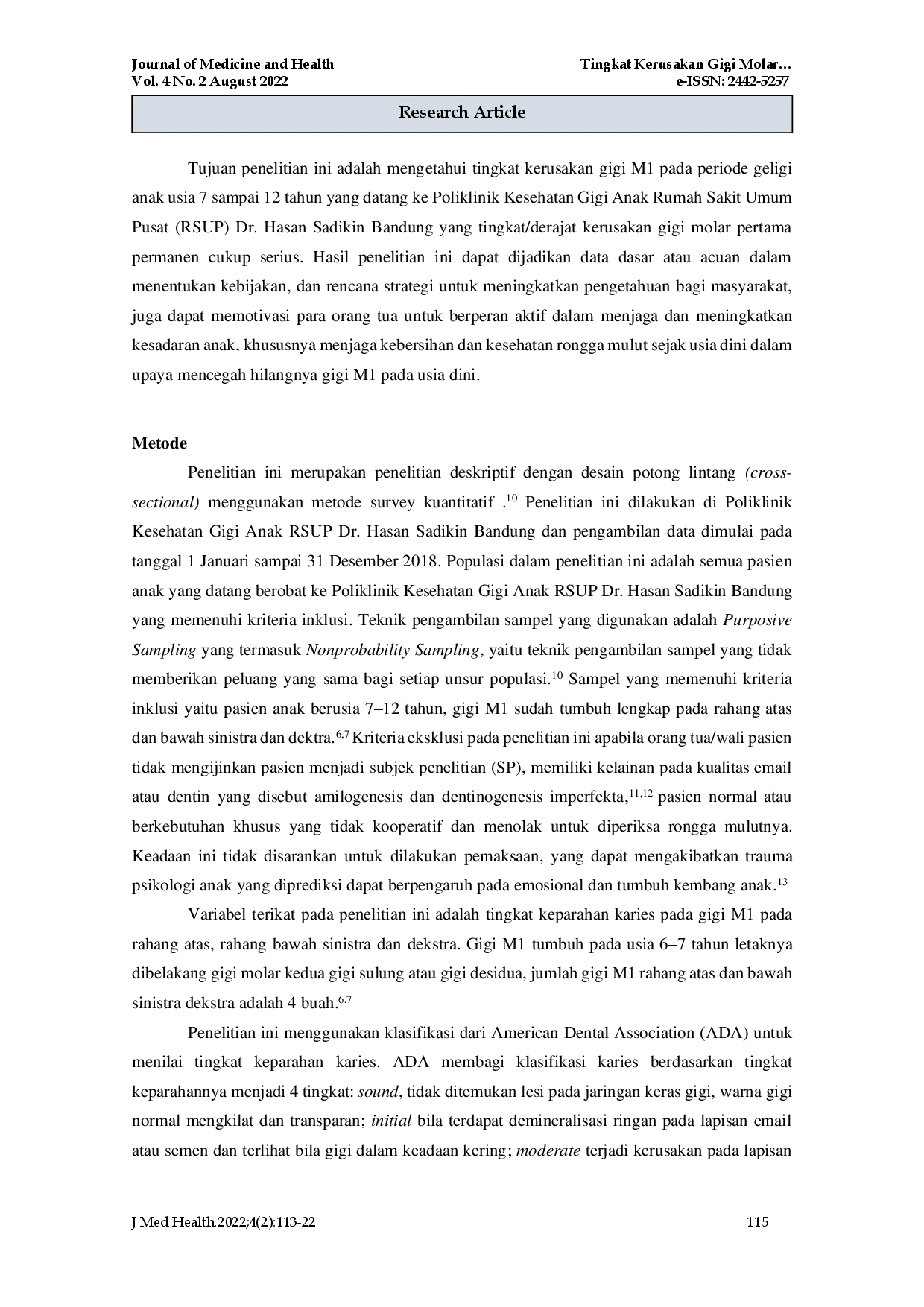 juris Children s First Molar Permanent Teeth Damages Level in Dr Hasan Sadikin General Hospital Bandung