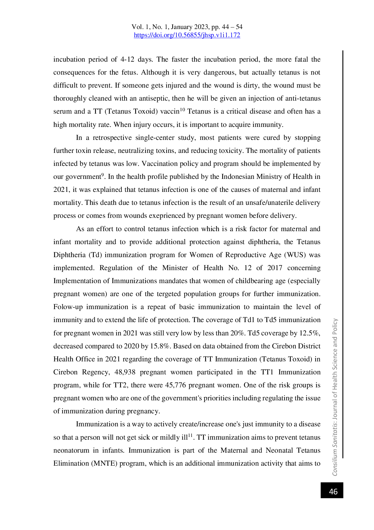 JURIS Hubungan Pengetahuan Dengan Sikap Ibu Hamil Terhadap Imunisasi Tetanus Toksoid