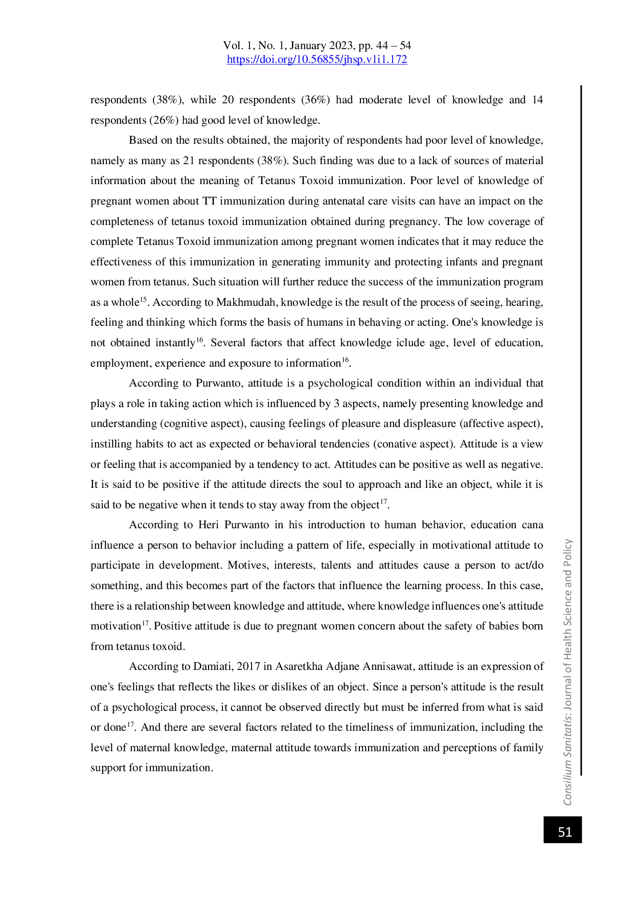 JURIS Hubungan Pengetahuan Dengan Sikap Ibu Hamil Terhadap Imunisasi Tetanus Toksoid