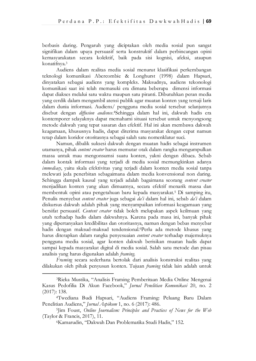 JURIS Efektivitas Dakwah Hadis dalam Media Sosial Analisis atas Teori Framing Robert N Entman