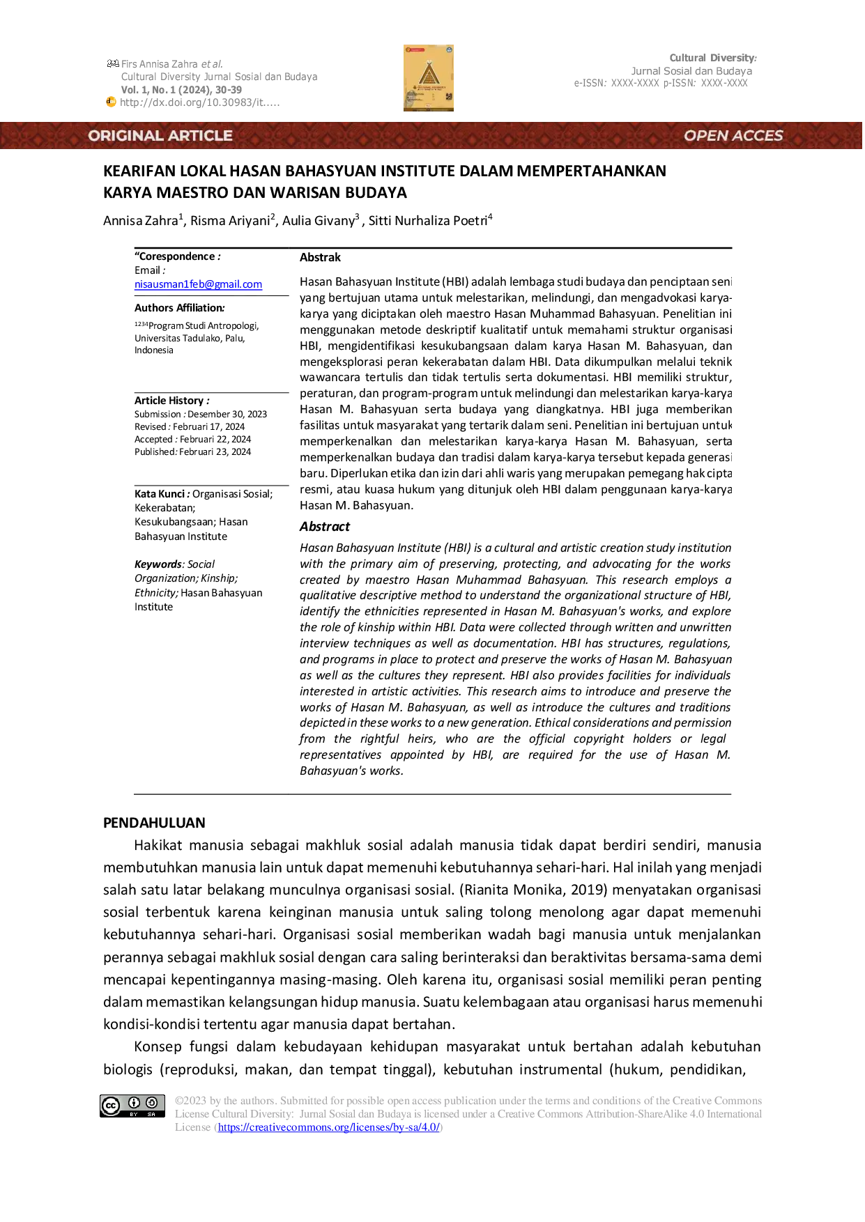 JURIS Kearifan Lokal Hasan Bahasyuan Institute dalam Mempertahankan Karya Maestro dan Warisan Budaya