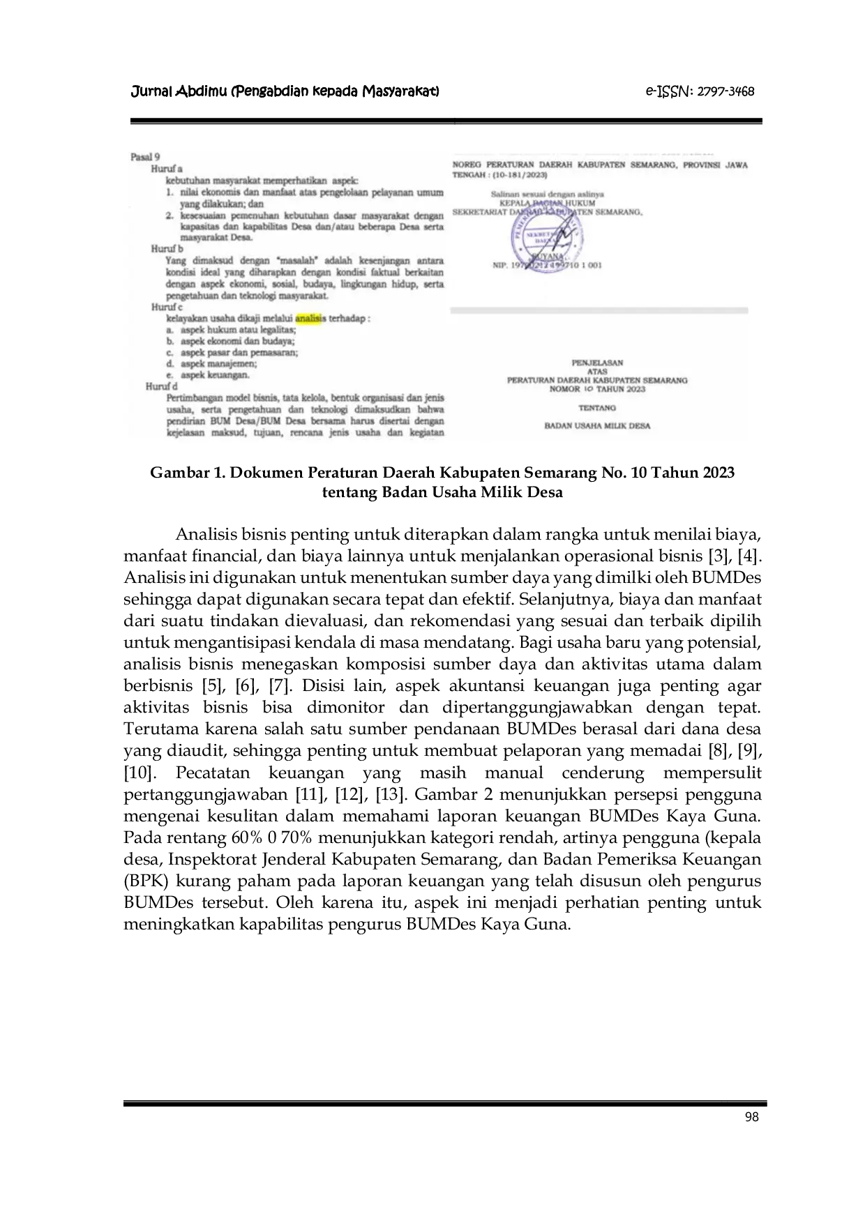 JURIS Ketahanan Badan Usaha Milik Desa Peningkatan Kapasitas dalam Analisis Bisnis dan Pelaporan Keuangan