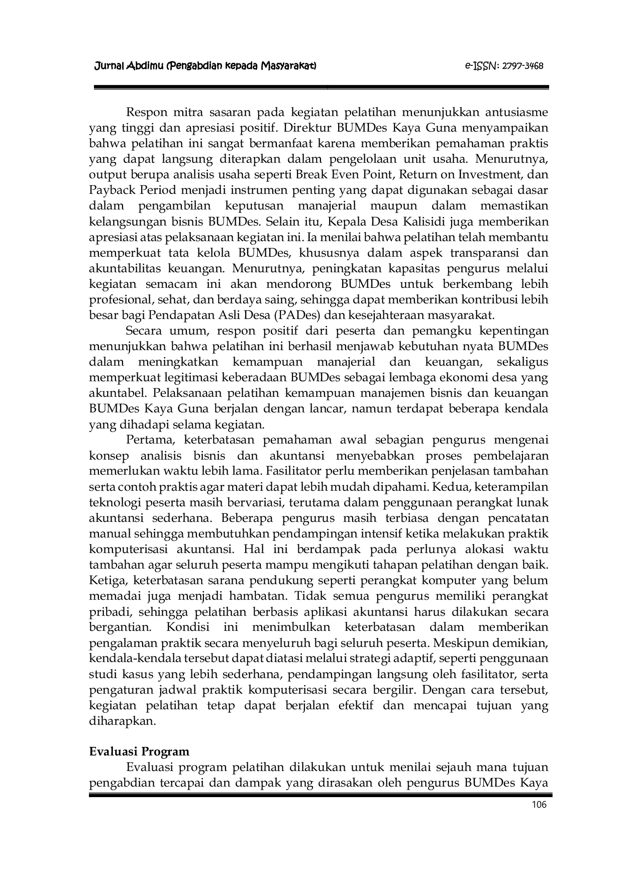 JURIS Ketahanan Badan Usaha Milik Desa Peningkatan Kapasitas dalam Analisis Bisnis dan Pelaporan Keuangan