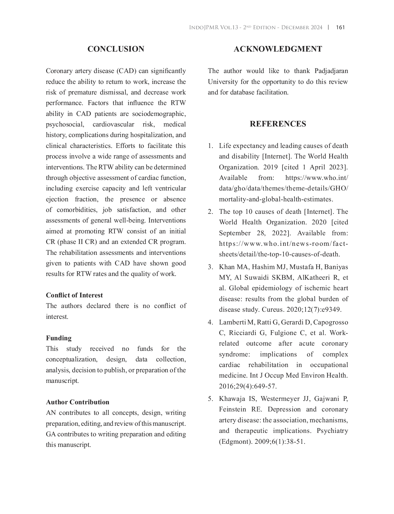 JURIS Rehabilitation Assessment and Intervention to Facilitate Return to Work in Coronary Artery Disease Patients A Narrative Review