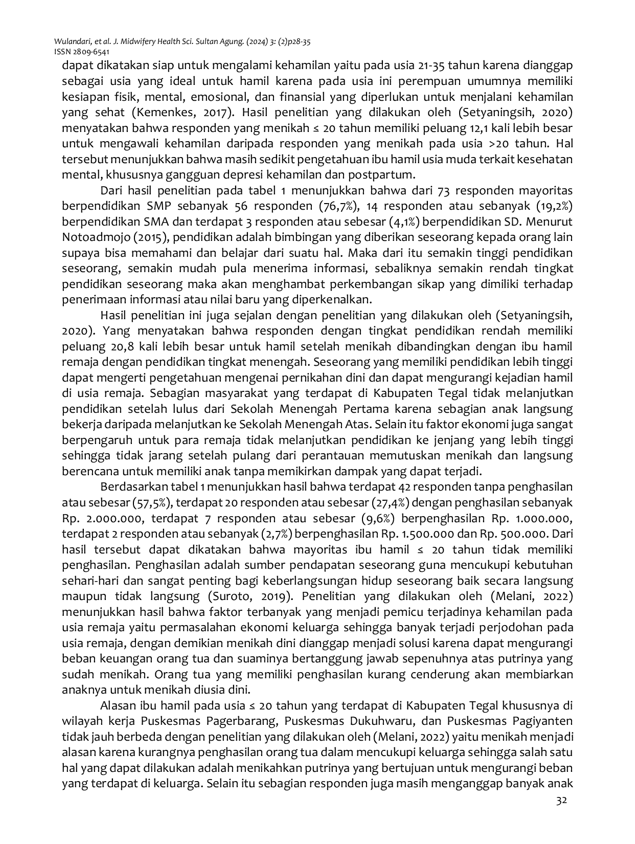 JURIS Hubungan Tingkat Pengetahuan Kehamilan di Usia Remaja Dengan Kesehatan Mental di Kabupaten Tegal