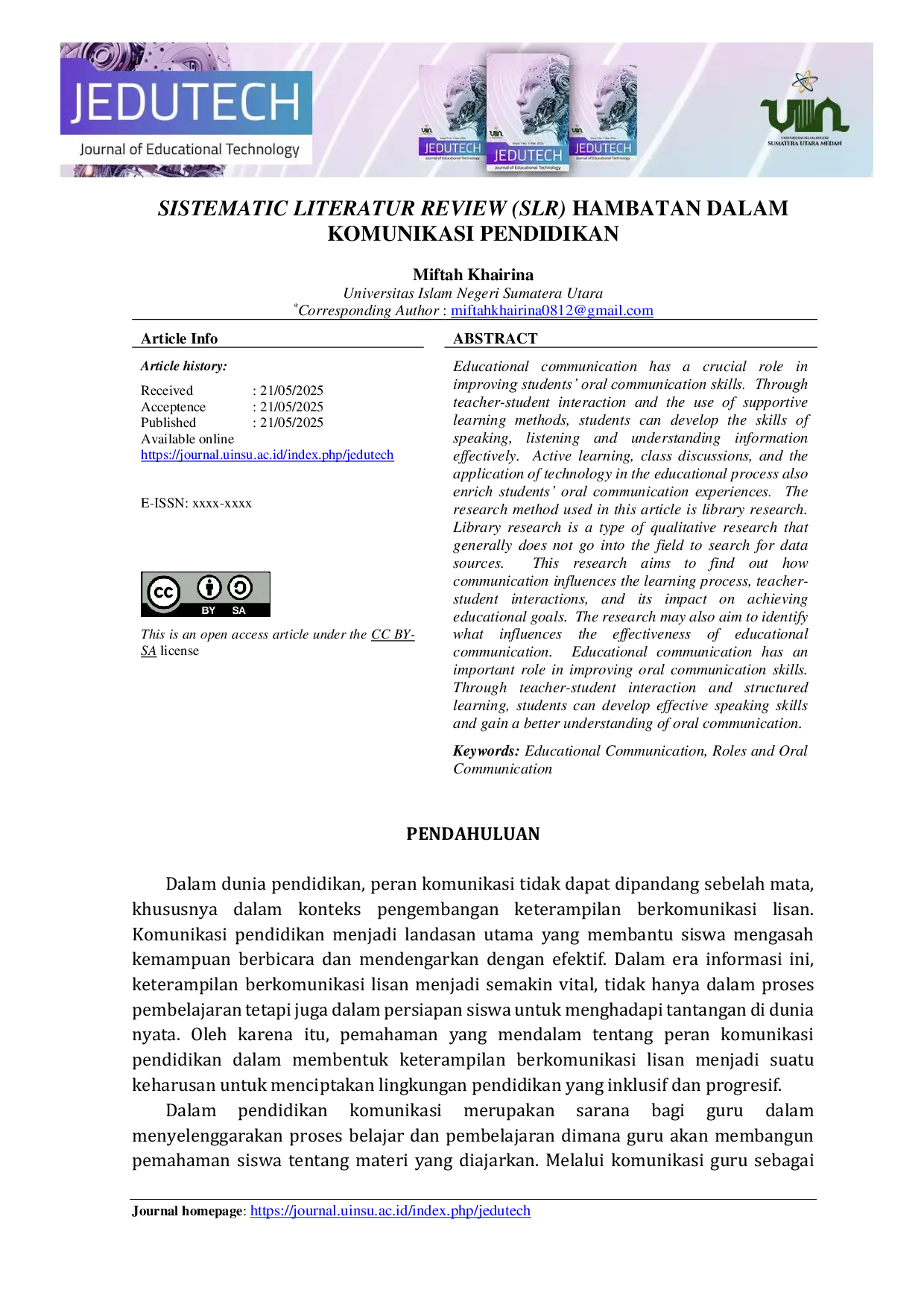 JURIS Sistematic Literatur Review Slr Hambatan Dalam Komunikasi Pendidikan