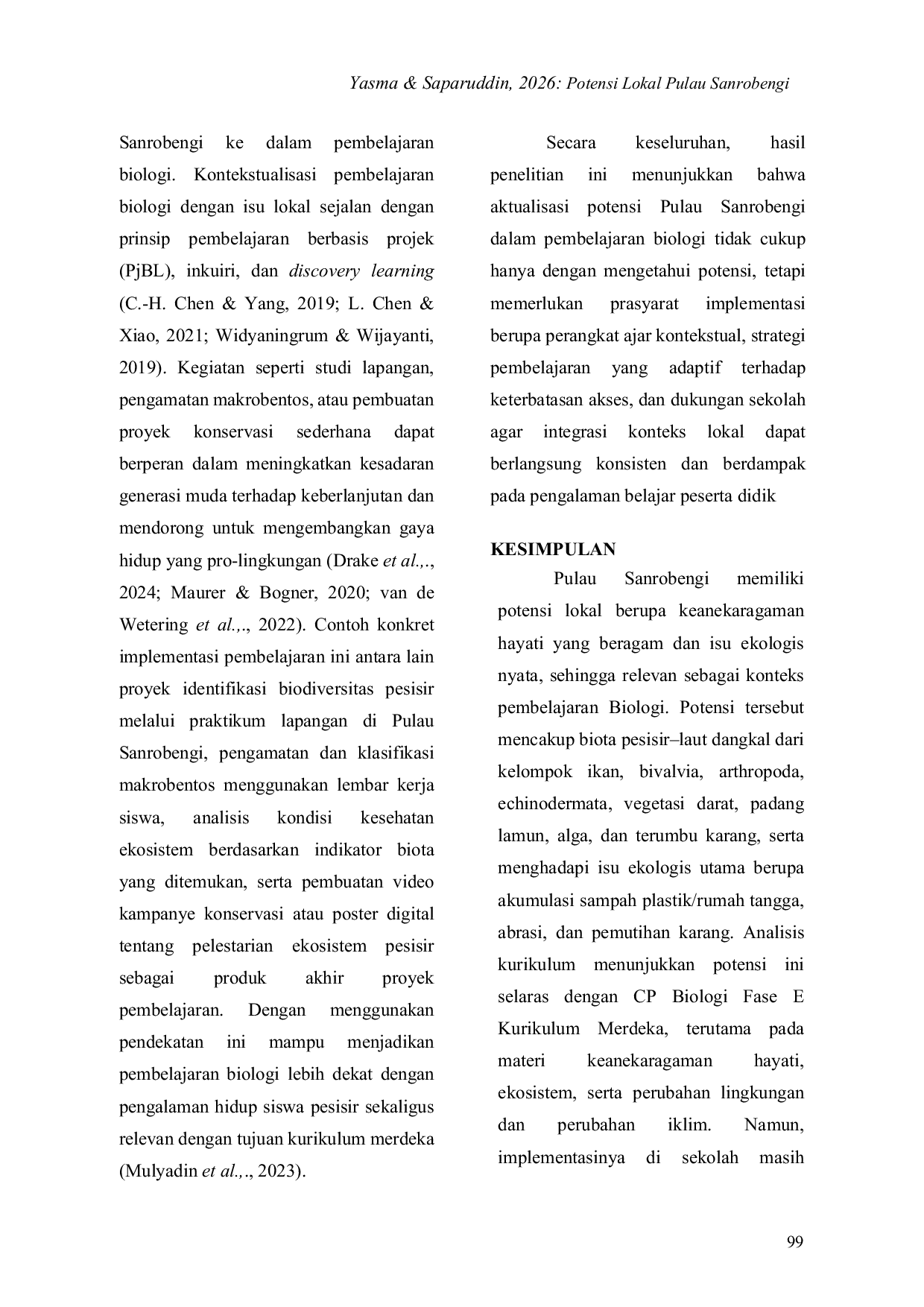 JURIS Potensi Lokal Pulau Sanrobengi Analisis Peluang Kontekstualisasi Dalam Pembelajaran Biologi Di Sekolah Menengah Pesisir Galesong