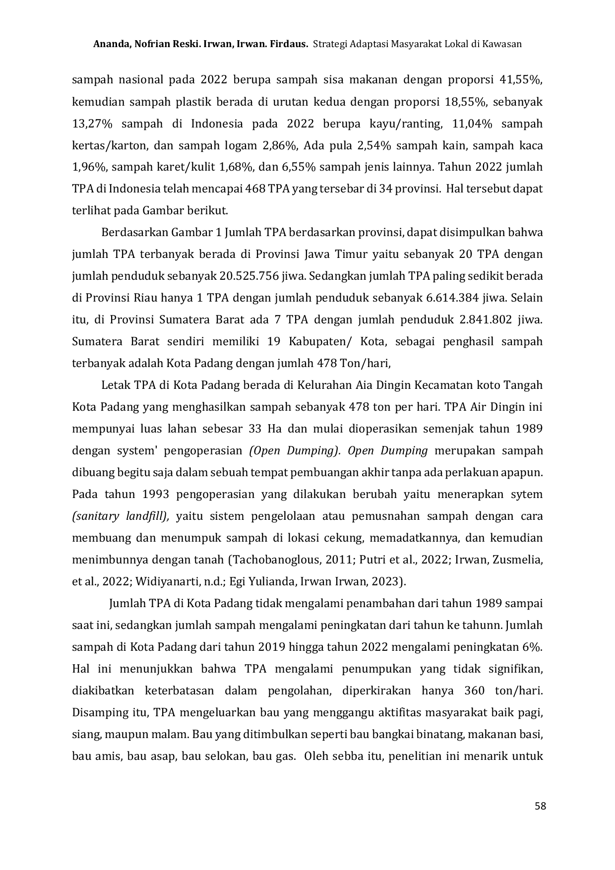 JURIS Strategi Adaptasi Masyarakat Lokal di Kawasan Tempat Penampungan Akhir Sampah Kota Padang