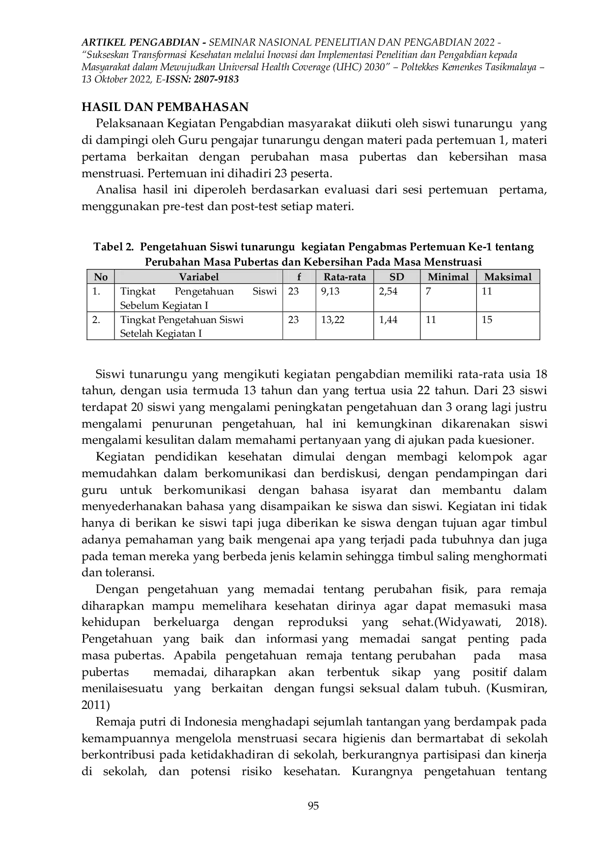 JURIS Sosialisasi Manajemen Kebersihan Menstruasi Pada Siswi Tunarungu SMPLB dan SMALB Prof Dr Sri Soedewi Maschun Sofwan SH Jambi