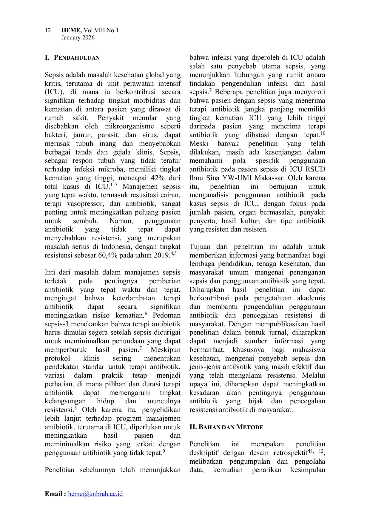 JURIS Gambaran Penggunaan Antibiotik Pada Kasus Sepsis Di Ruang Intensive Care Unit Icu Rumah Sakit Ibnu Sina Yw Umi Makassar