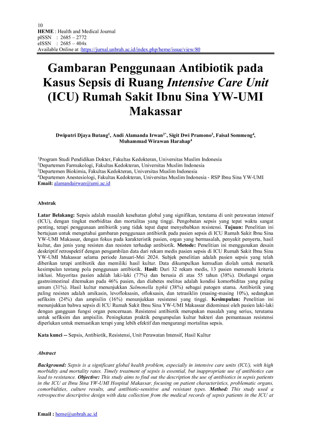 JURIS Gambaran Penggunaan Antibiotik Pada Kasus Sepsis Di Ruang Intensive Care Unit Icu Rumah Sakit Ibnu Sina Yw Umi Makassar