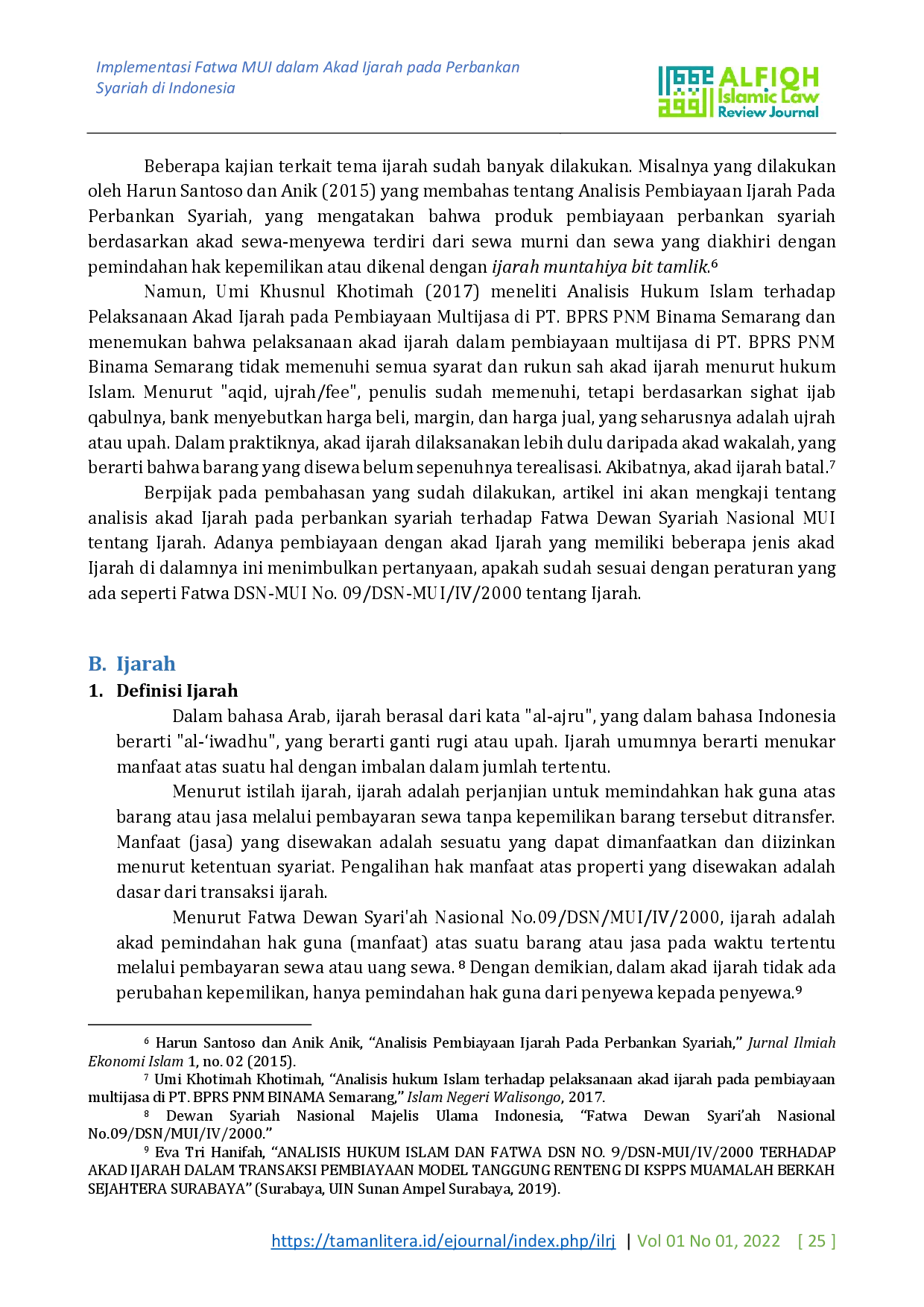 juris Implementasi Fatwa MUI dalam Akad Ijarah pada Perbankan Syariah di Indonesia