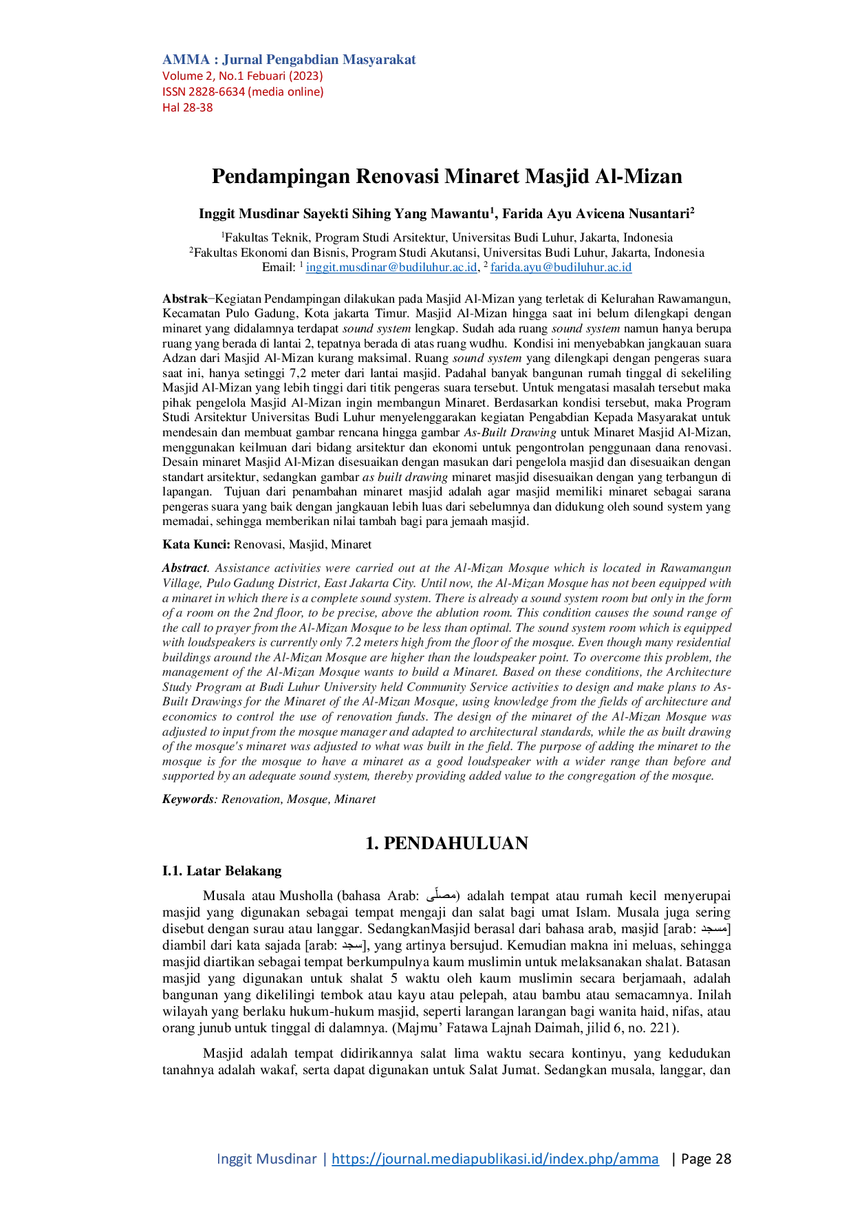 JURIS Pendampingan Renovasi Minaret Masjid Al Mizan