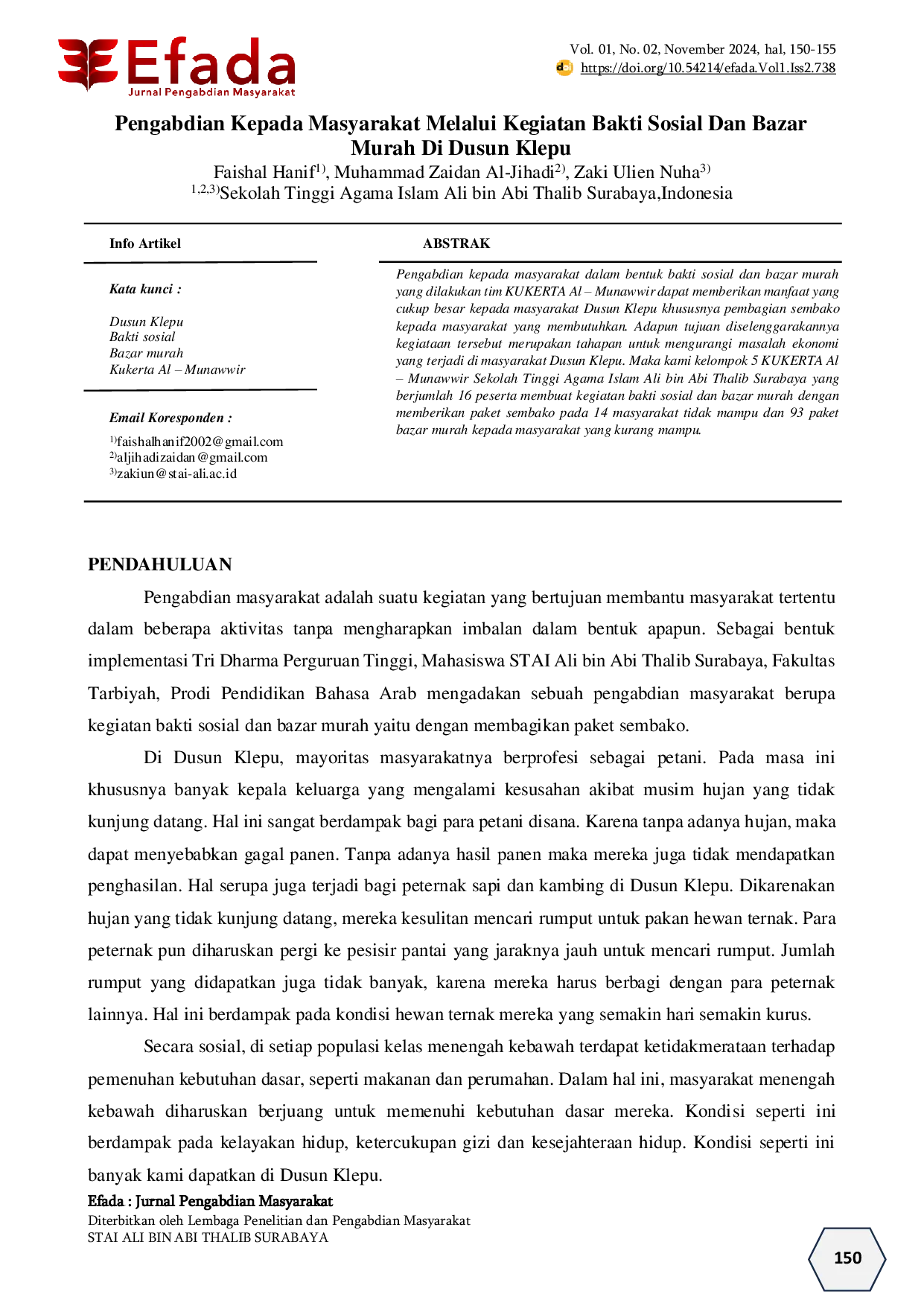 JURIS Pengabdian Kepada Masyarakat Melalui Kegiatan Bakti Sosial dan Bazar Murah di Dusun Klepu