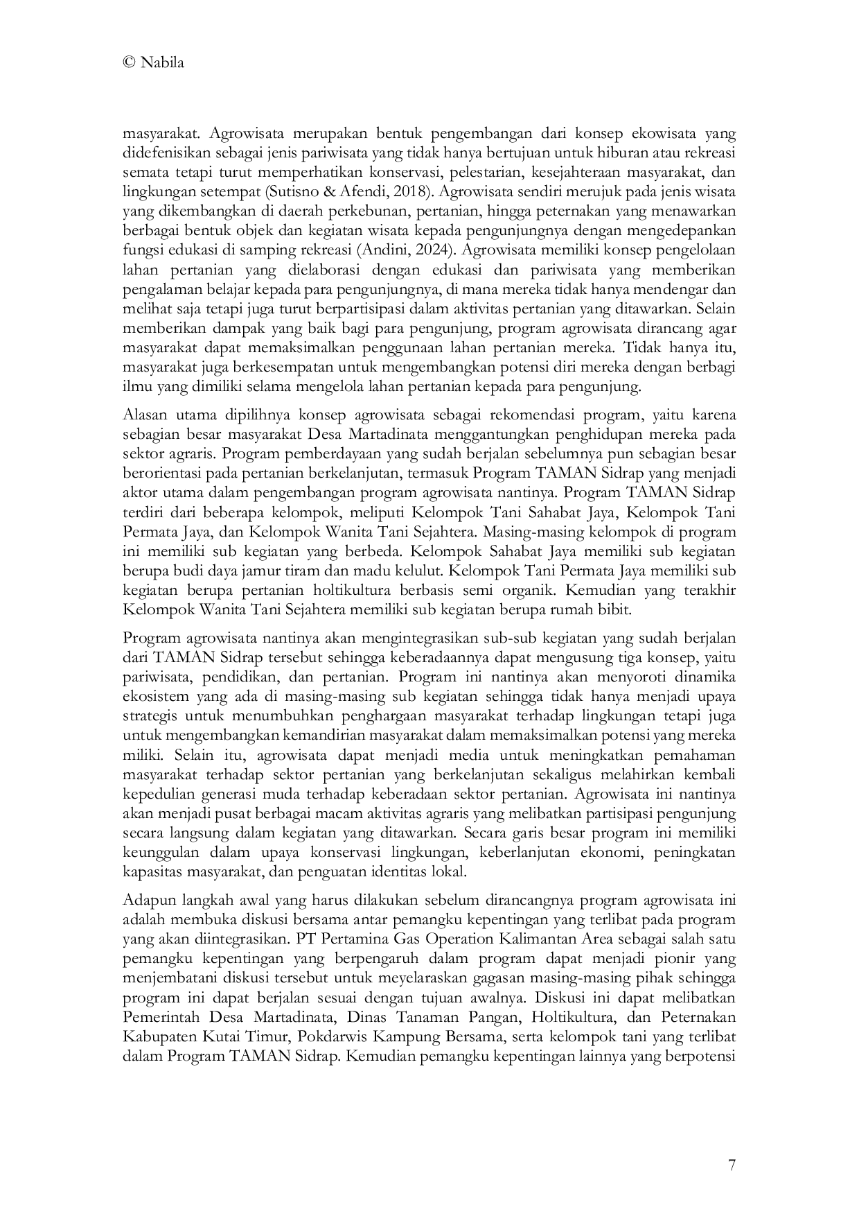 JURIS Development of Ecotourism to Agrotourism An Innovative Strategy for Community Empowerment Programs in Martadinata Village