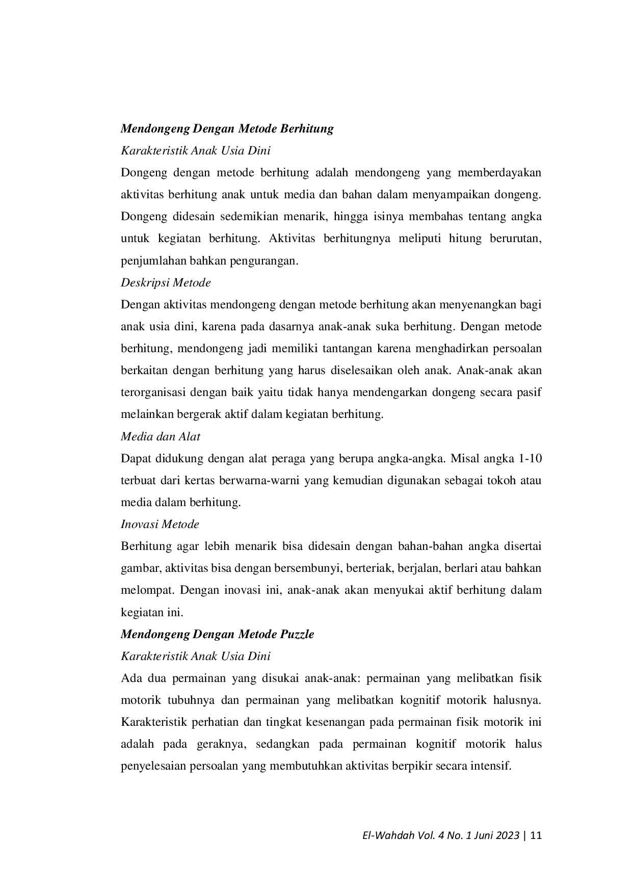 JURIS Metode Mendongeng Kreatif Dan Inovatif Untuk Anak Usia Dini