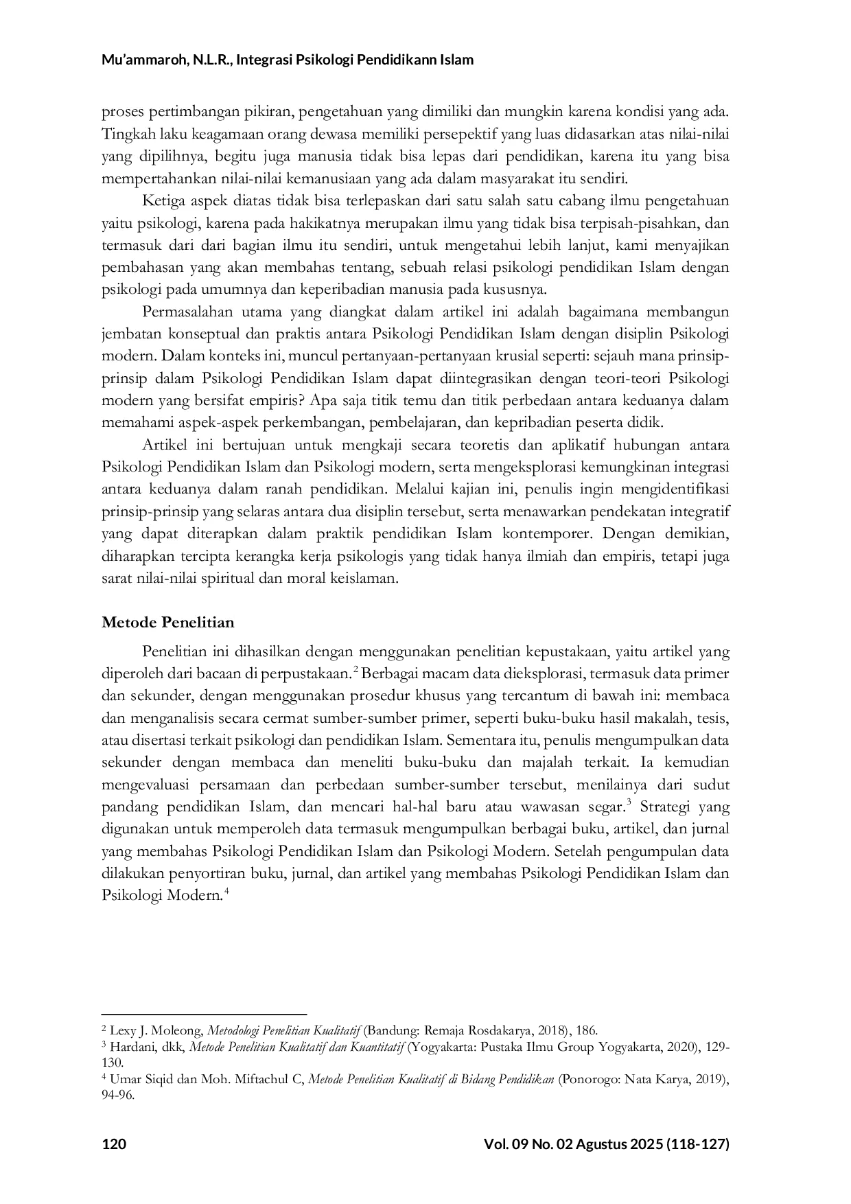 JURIS Integrasi Psikologi Pendidikan Islam dengan Disiplin Psikologi Modern Kajian Teoretis dan Aplikatif