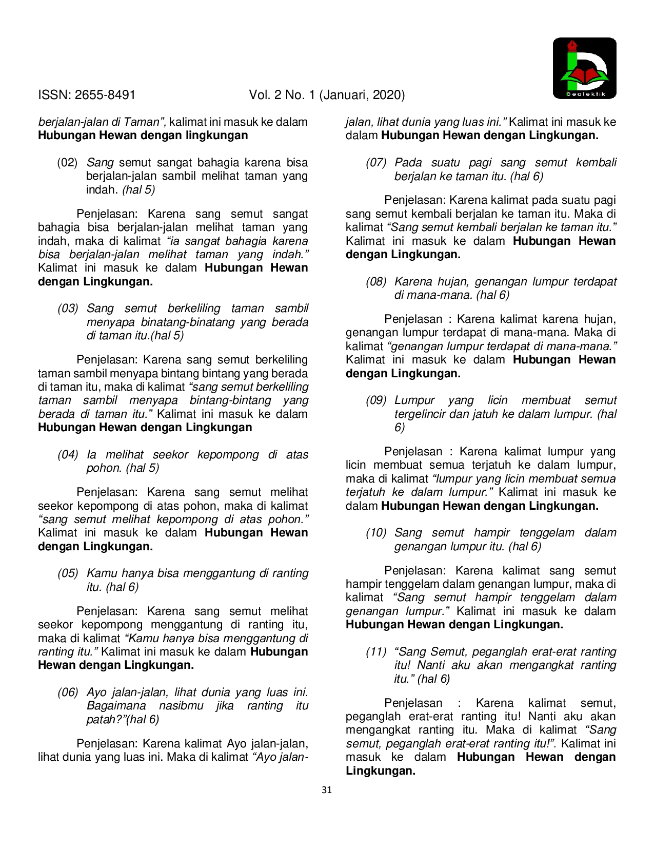 JURIS Analisis Nilai Moral dalam Cerpen Kupu Kupu yang Berhati Mulia