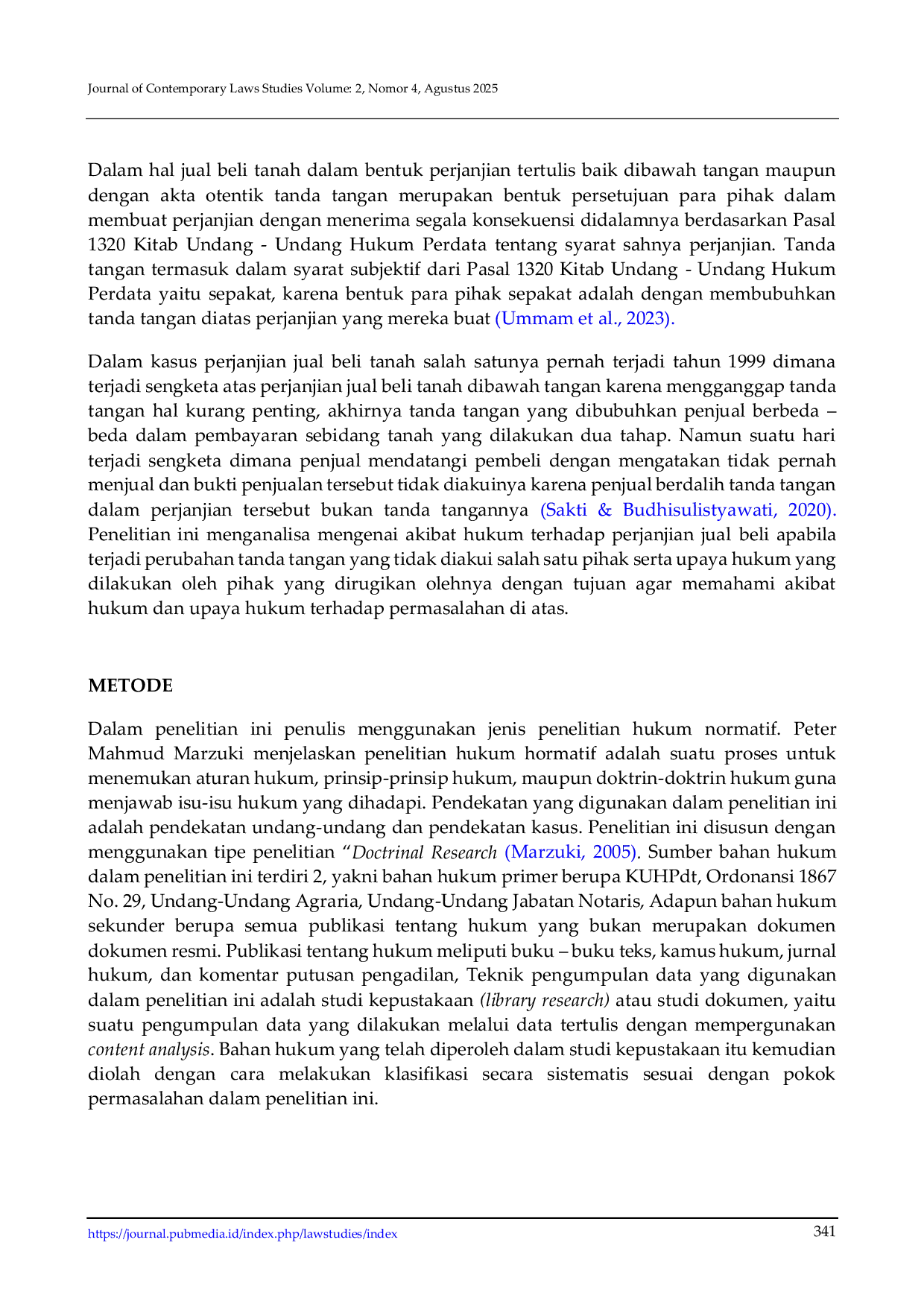 JURIS Keabsahan Perjanjian Jual Beli yang Tanda Tangan Salah Satu Pihak Berubah dalam Perspektif Hukum Perdata
