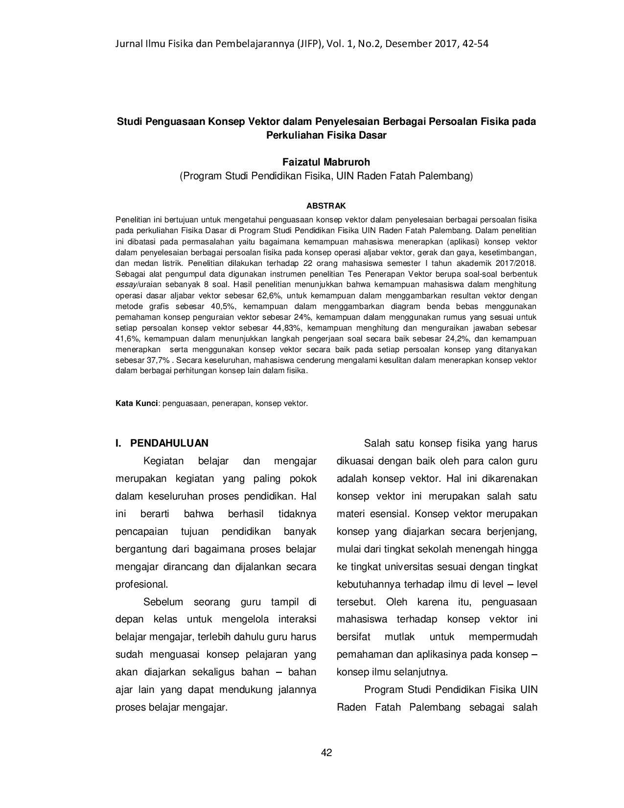 juris Studi Penguasaan Konsep Vektor dalam Penyelesaian Berbagai Persoalan Fisika pada Perkuliahan Fisika Dasar