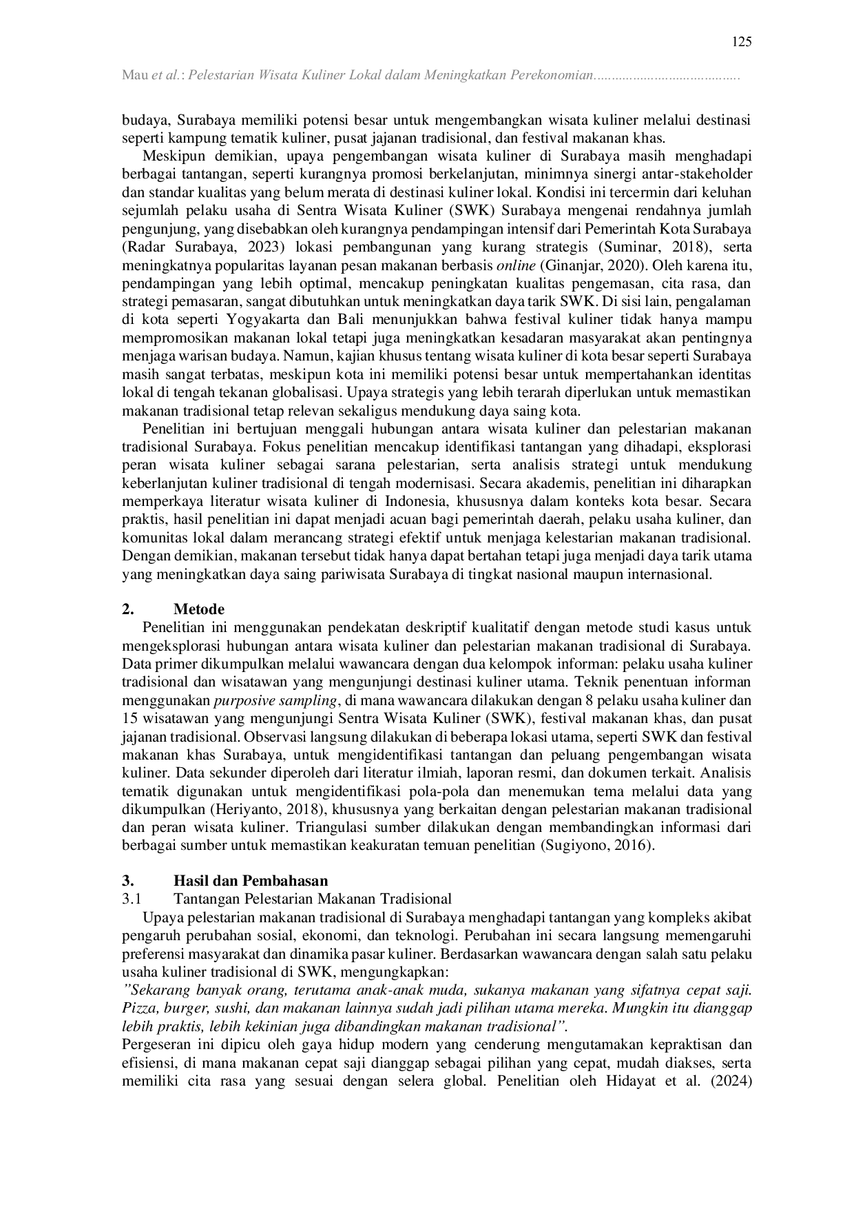 JURIS Preservation of Local Culinary Tourism in Improving the Economy of Local Communities in Surabaya