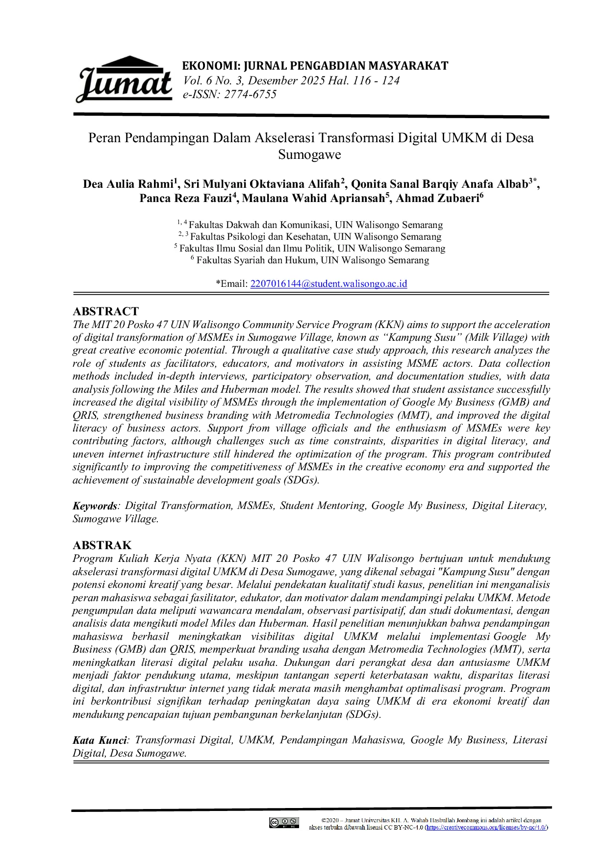 JURIS Peran Pendampingan Dalam Akselerasi Transformasi Digital UMKM di Desa Sumogawe