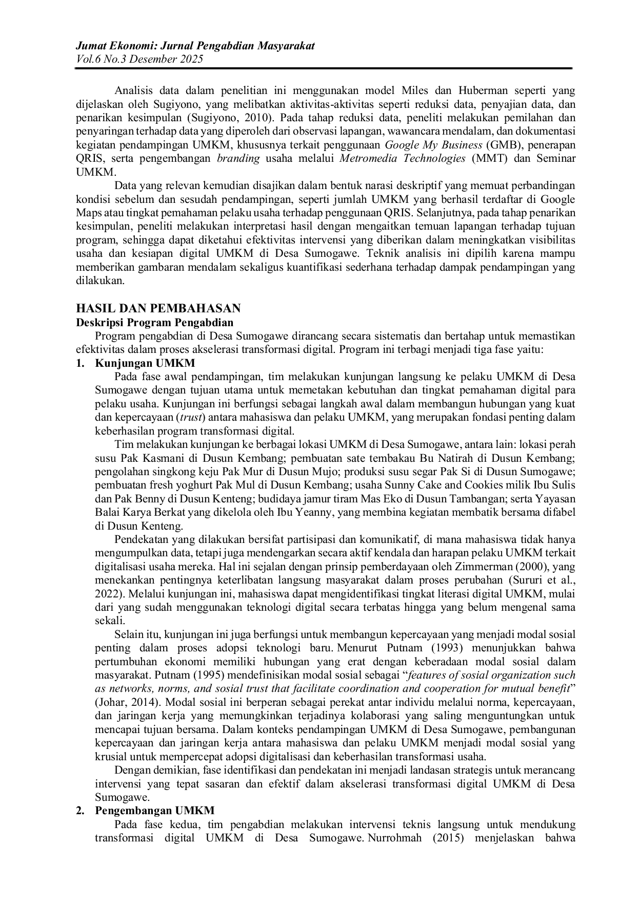 JURIS Peran Pendampingan Dalam Akselerasi Transformasi Digital UMKM di Desa Sumogawe