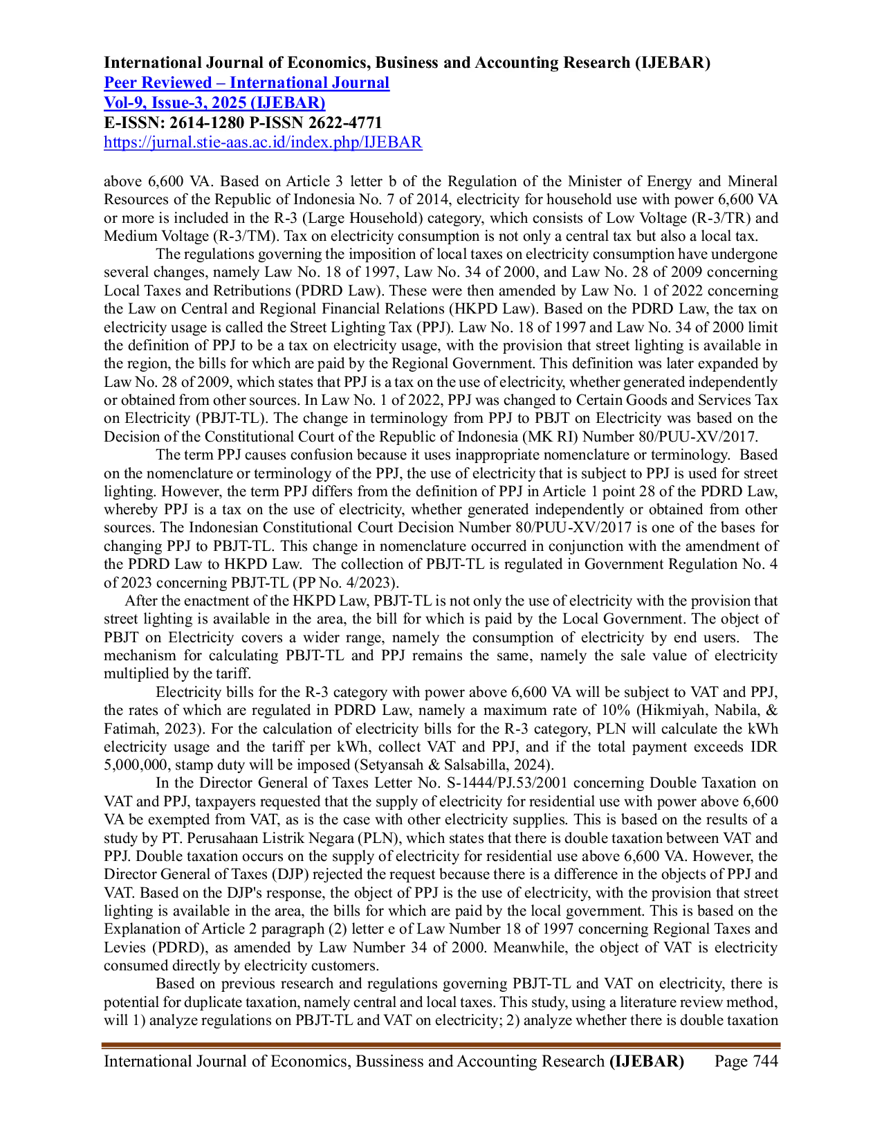 JURIS Analysis Of The Potential For Double Taxation On Household Electricity Consumption With Power Above 6 600 VoltAcAmpere Review From Compliance Costs
