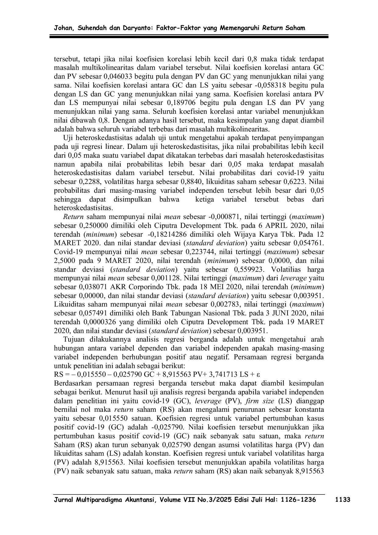 JURIS FAKTOR FAKTOR YANG MEMENGARUHI RETURN SAHAM