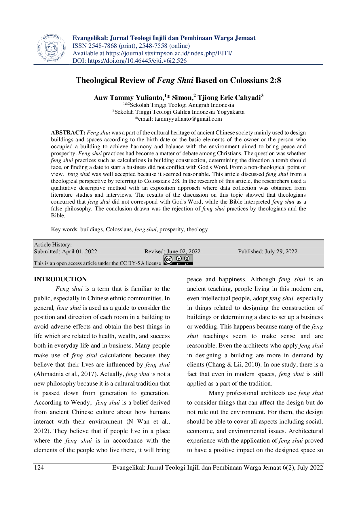 juris Theological Review of the Concept of Feng Shui According to Colossians 2 8