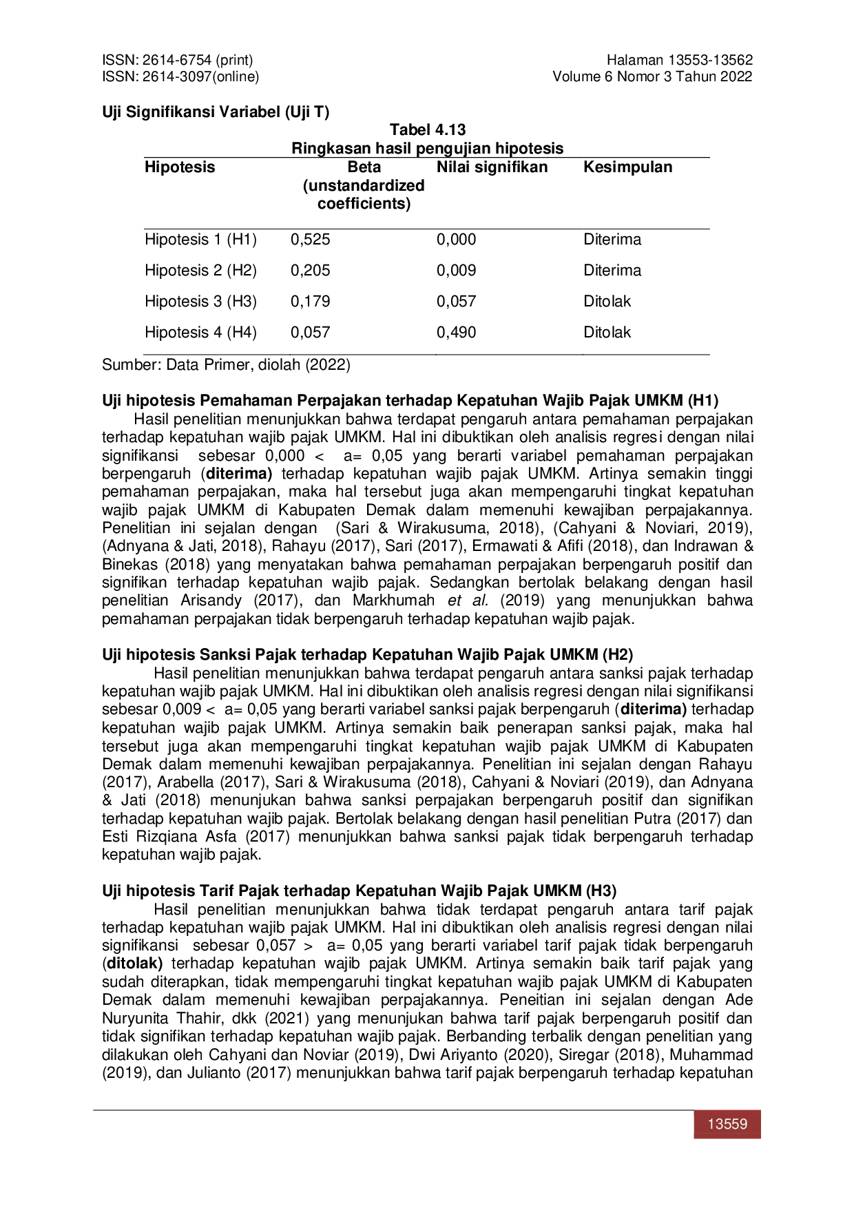 JURIS Pengaruh Pemahaman Perpajakan Sanksi Pajak Tarif Pajak dan Kualitas Pelayanan terhadap Kepatuhan Wajib Pajak UMKM