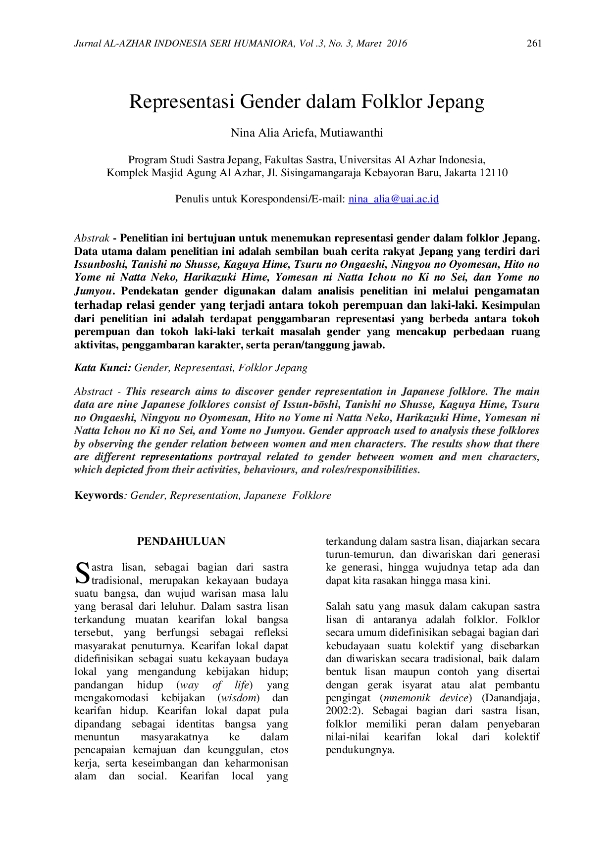 JURIS Representasi Gender dalam Folklor Jepang