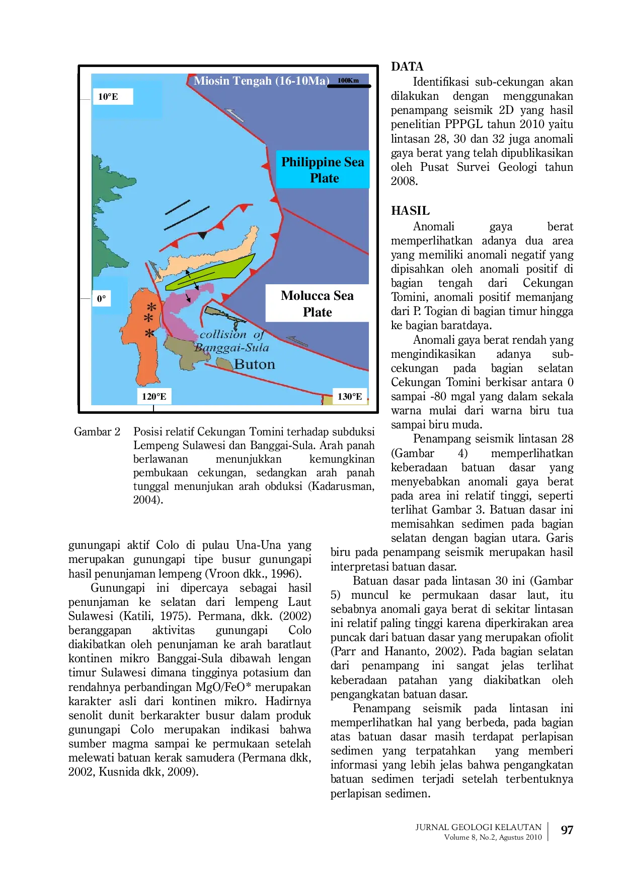 JURIS Identifikasi Sub Cekungan Di Cekungan Tomini Bagian Selatan Berdasarkan Penampang Seismik 2D Dan Anomali Gaya Berat
