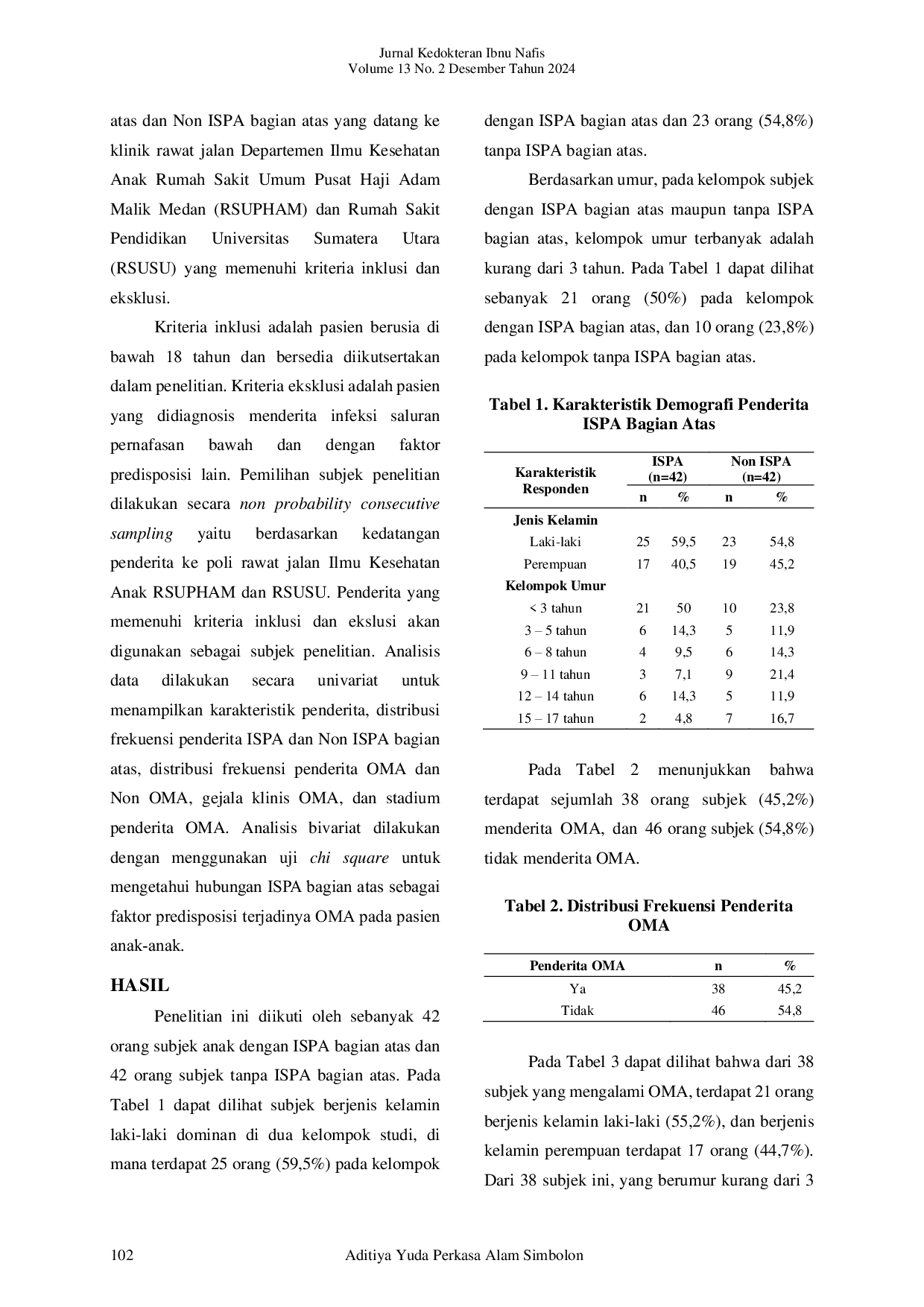 JURIS Hubungan Infeksi Saluran Pernafasan Akut Bagian Atas Dengan Otitis Media Akut Pada Anak