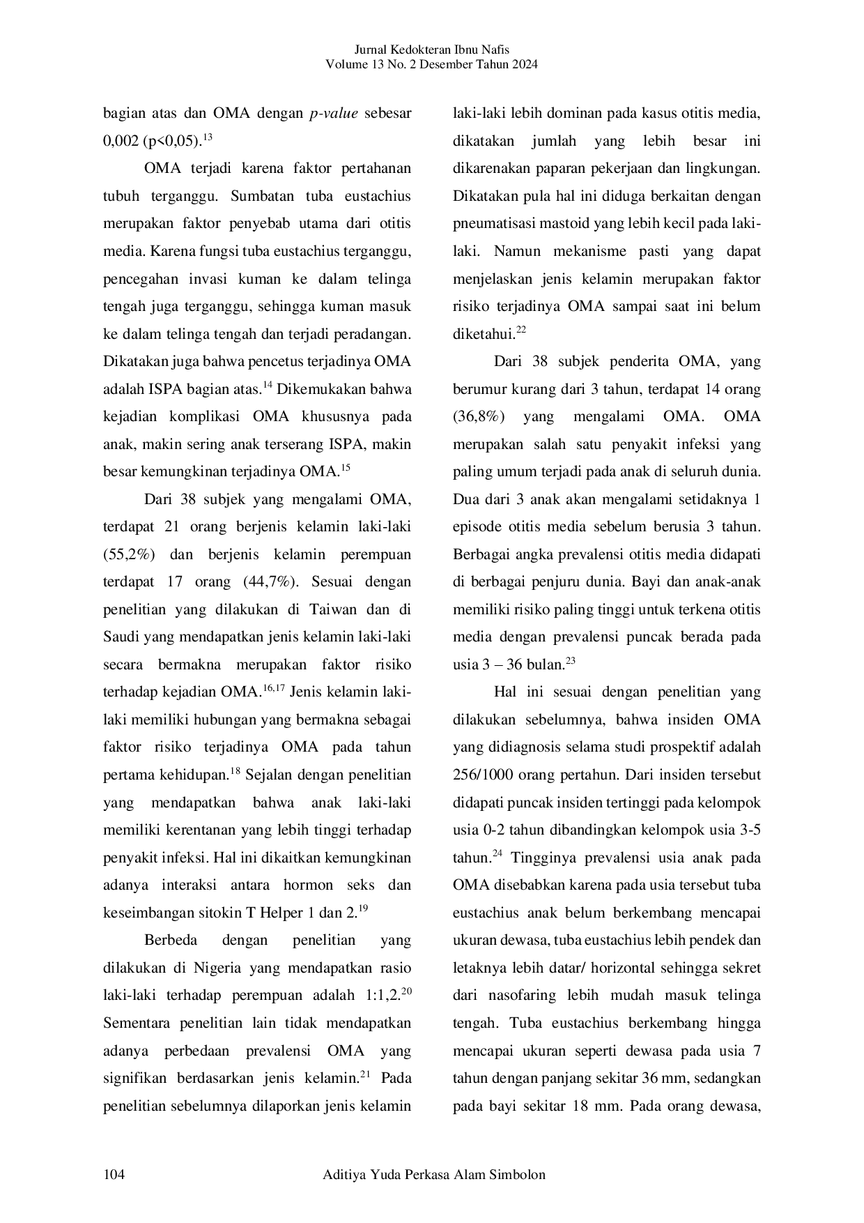 JURIS Hubungan Infeksi Saluran Pernafasan Akut Bagian Atas Dengan Otitis Media Akut Pada Anak