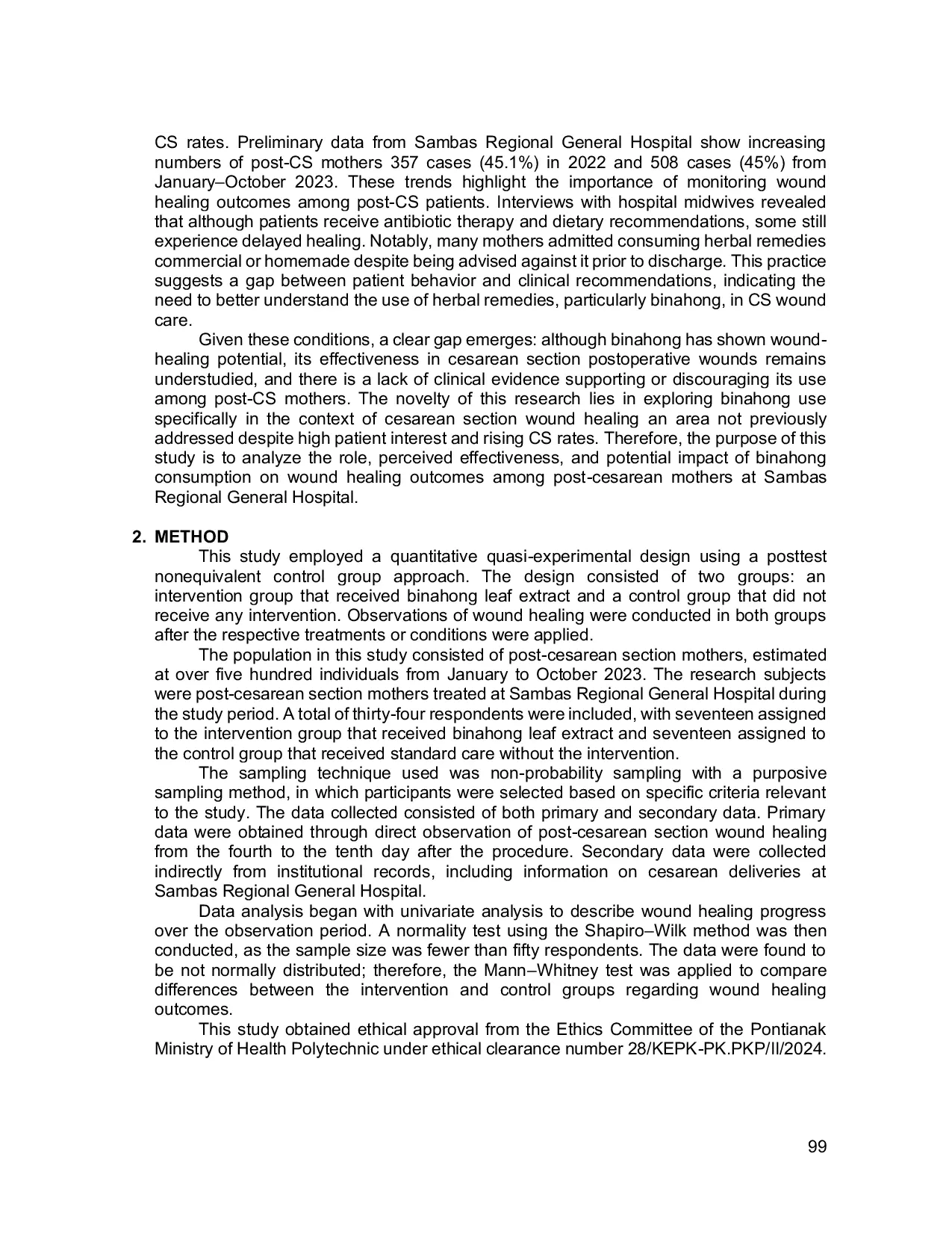 JURIS The Effect of Red Binahong Extract Andredera cordifolia Ten Steenis on Healing of Cesarean Section Surgical Wounds