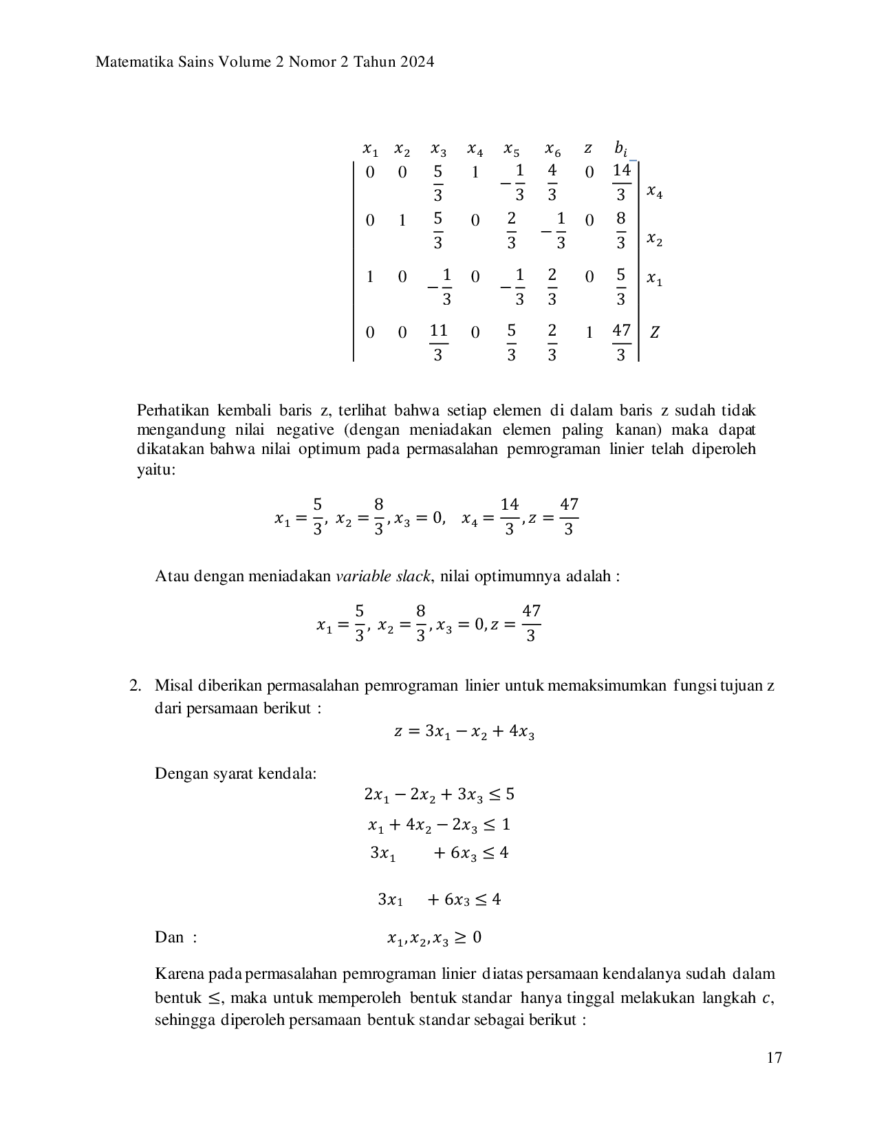 JURIS Aplikasi Aljabar Linier Pada Pemrograman Linier