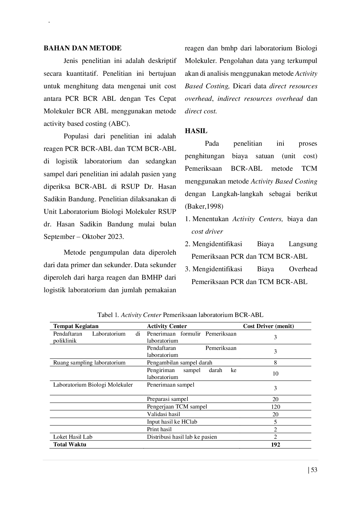 JURIS Analisis Unit Cost Pemeriksaan Breakpoint Cluster Region Abelson Bcr Abl Dalam Peningkatan Pendapatan Rsup Dr Hasan Sadikin Bandung