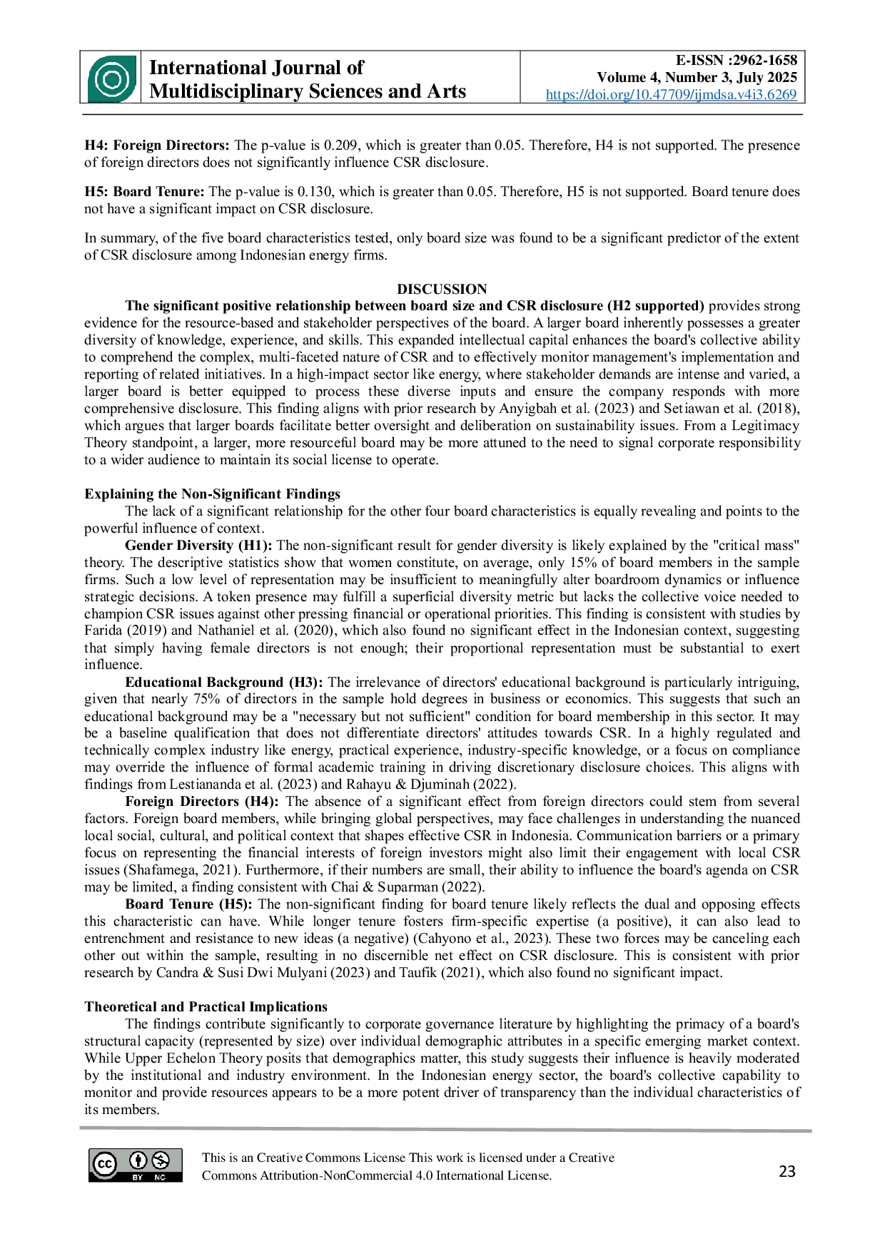 JURIS The Influence of Board of Directors Characteristics on Corporate Social Responsibility Disclosure Evidence from the Indonesian Energy Sector 2021 2023