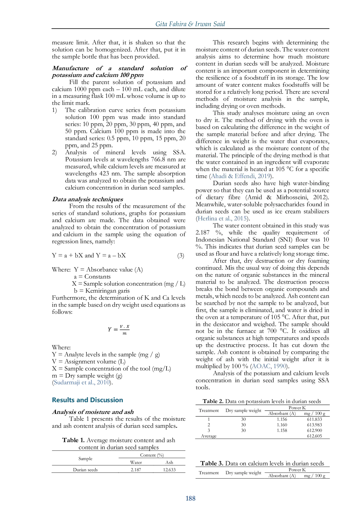JURIS Analysis Of Potassium K And Calcium Ca In Durian Seeds Durio Zibethinus Murr