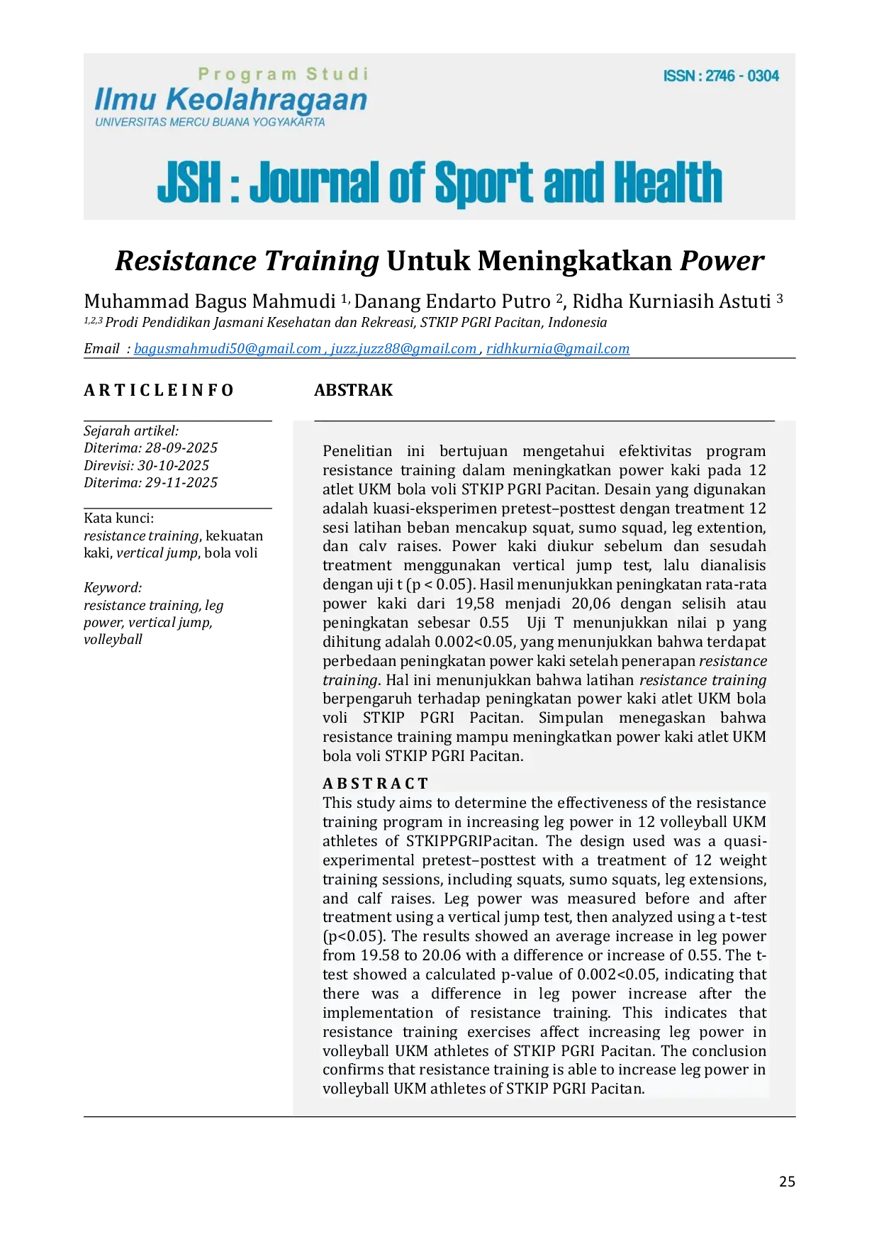 JURIS Resistance Training Untuk Meningkatkan Power