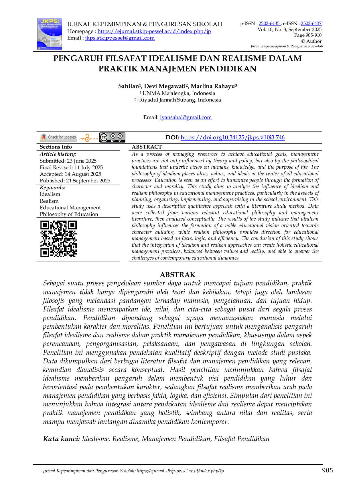 JURIS Pengaruh Filsafat Idealisme dan Realisme dalam Praktik Manajemen Pendidikan