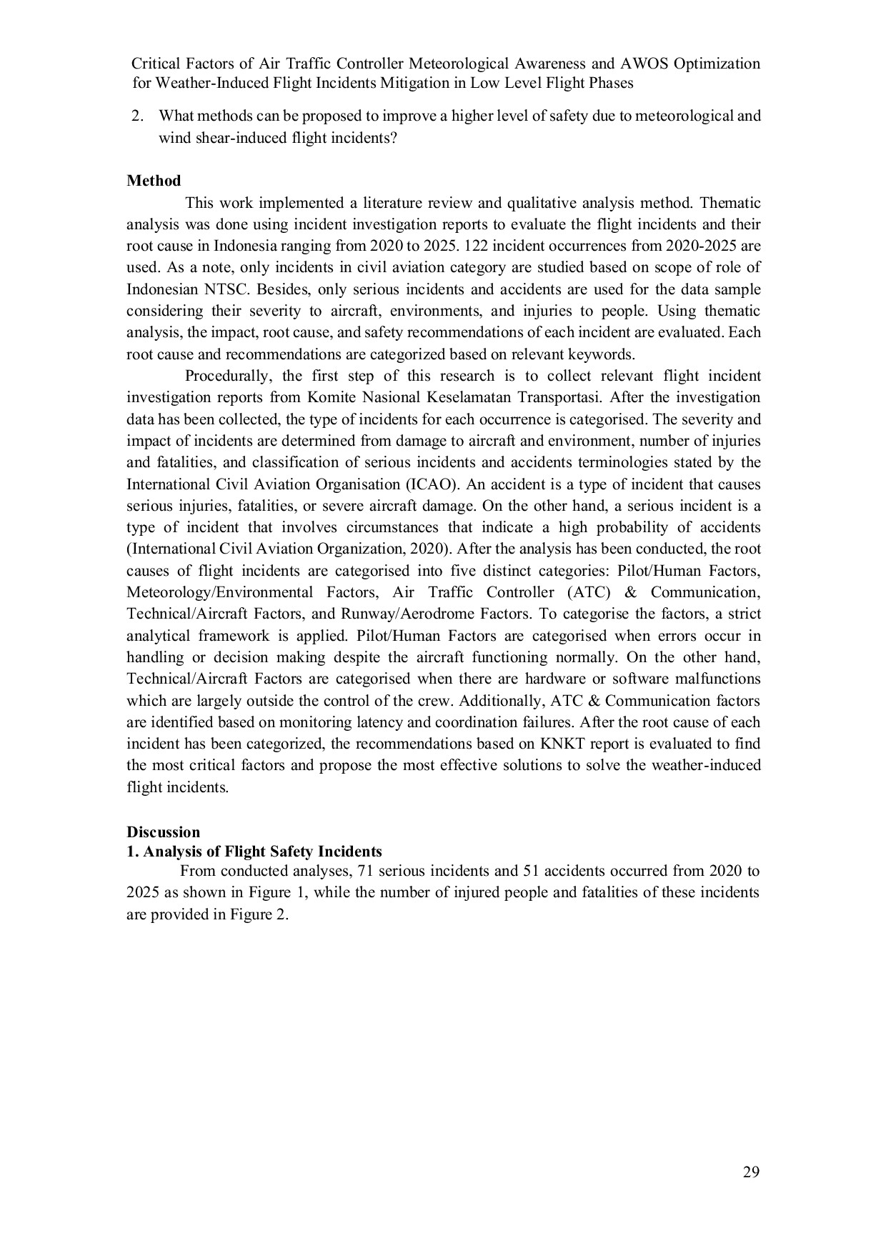 JURIS Critical Factors Of Air Traffic Controller Meteorological Awareness And Awos Optimization For Weather Induced Flight Incidents Mitigation In Low Level Flight Phases