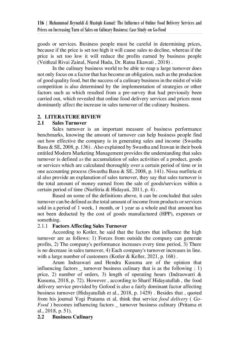 JURIS The Influence of Online Food Delivery Services and Prices on Increasing Turn of Sales on Culinary Business Case Study on Go Food