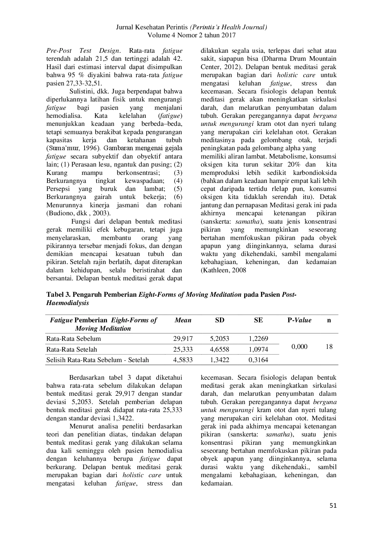 juris Pengaruh Eight Forms Of Moving Meditation Terhadap Penurunan Fatigue Pada Pasien Post Haemodialysis